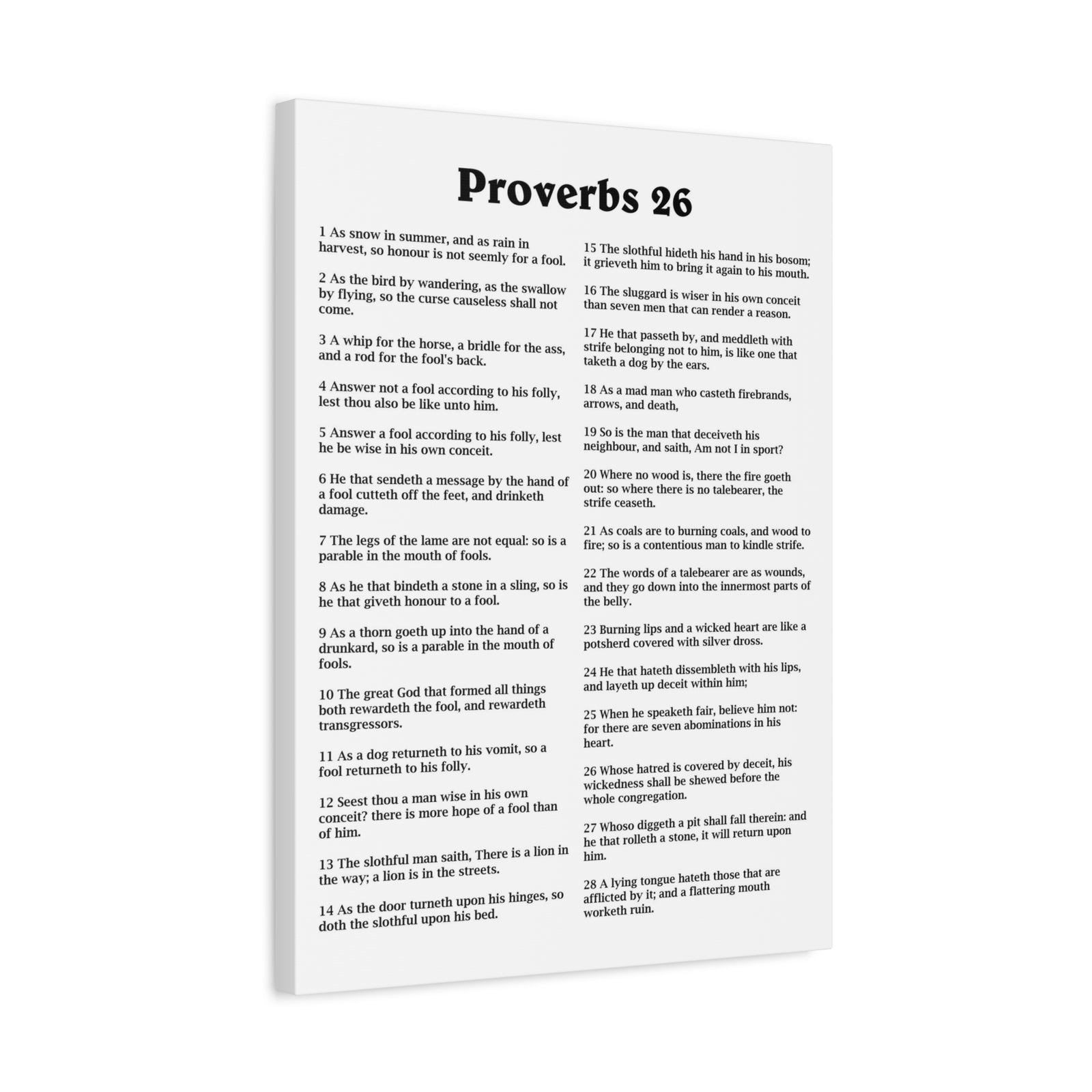 Scripture Walls Proverbs Chapter 26 White Bible Canvas Christian Wall Art Ready to Hang Unframed-Express Your Love Gifts