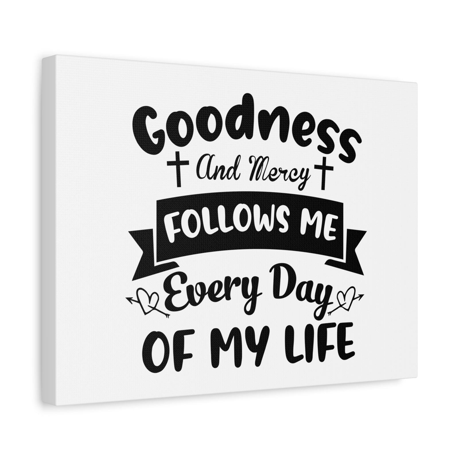 Scripture Canvas Goodness And Mercy Psalms 23:6 Cross Christian Wall Art Bible Verse Print Ready to Hang-Express Your Love Gifts