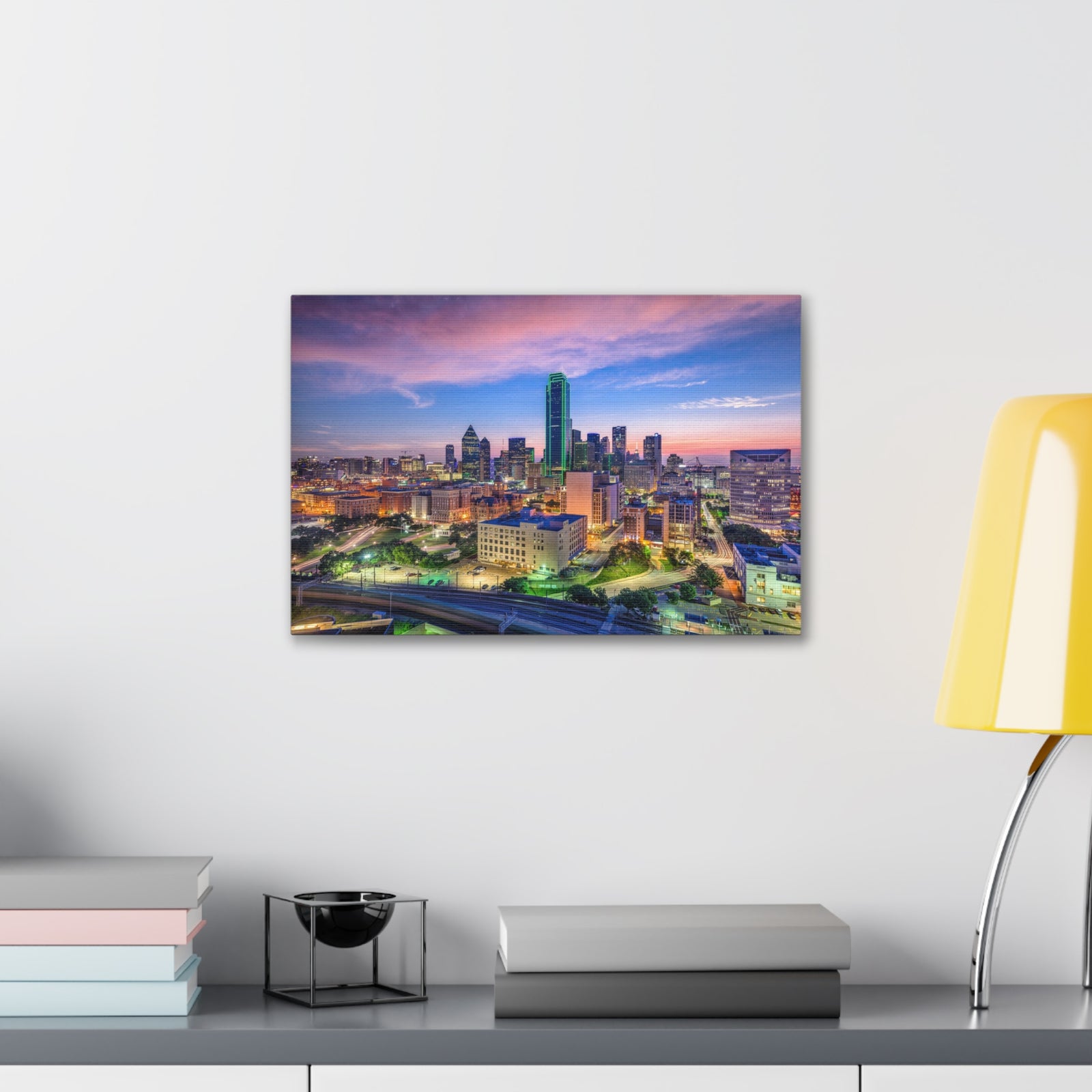 Dallas Night Skyline Canvas Artwork High-Quality Breathtaking Stunning Cityscape for Home Decor Ready to Hang-Express Your Love Gifts