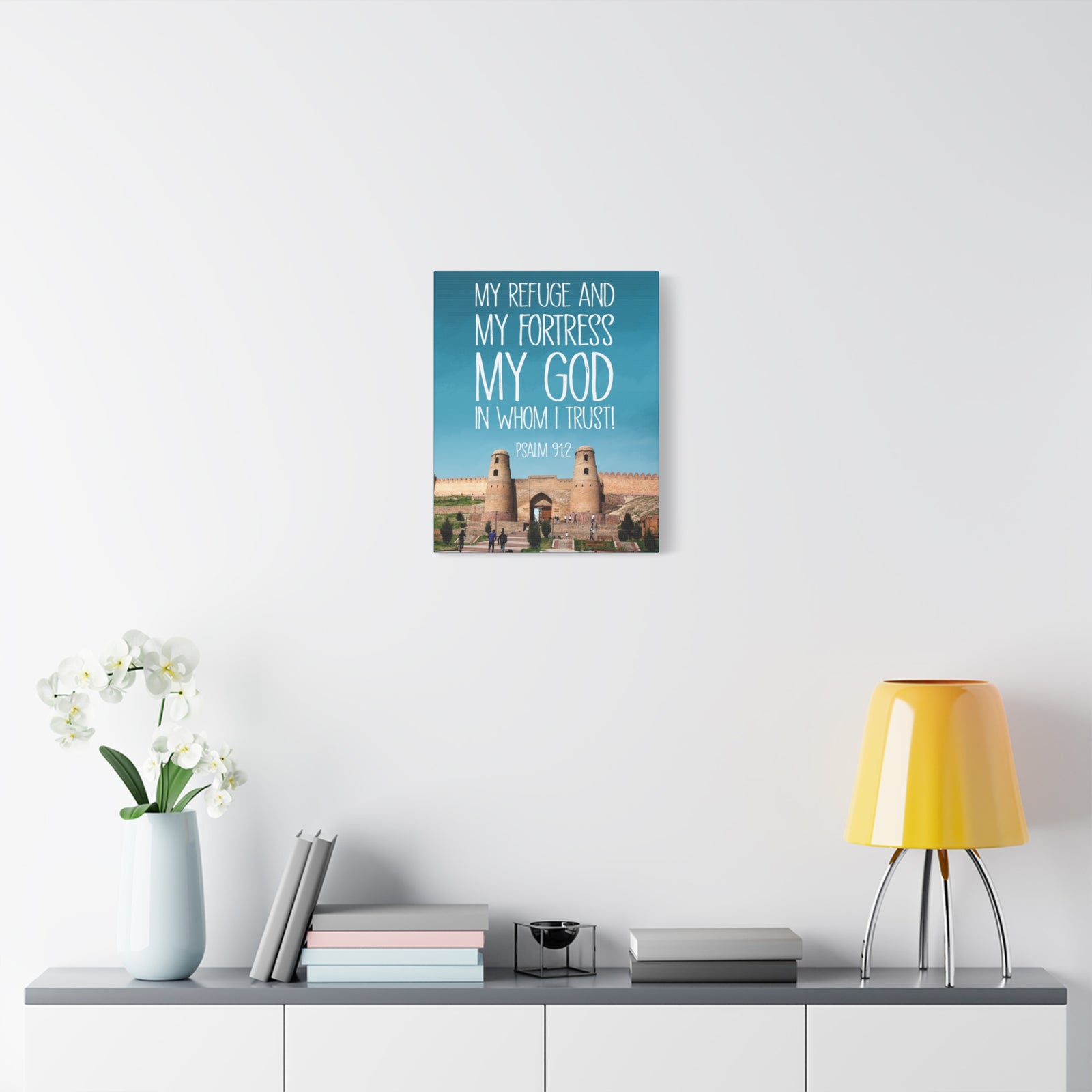 Scripture Walls In Whom I Trust Psalm 91:2 Bible Verse Canvas Christian Wall Art Ready to Hang-Express Your Love Gifts
