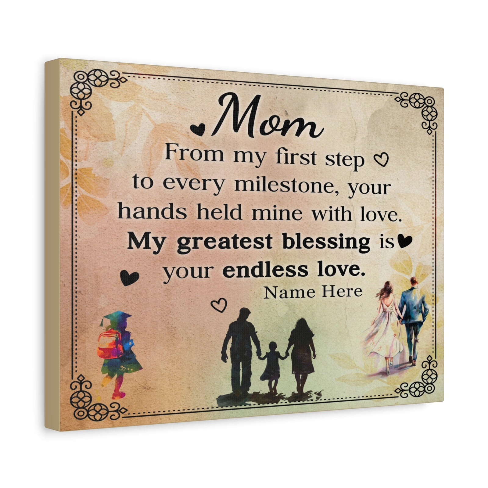 Personalized To Mom My Greatest Blessing is You Inspirational Quote – Elegant Home Décor-Express Your Love Gifts
