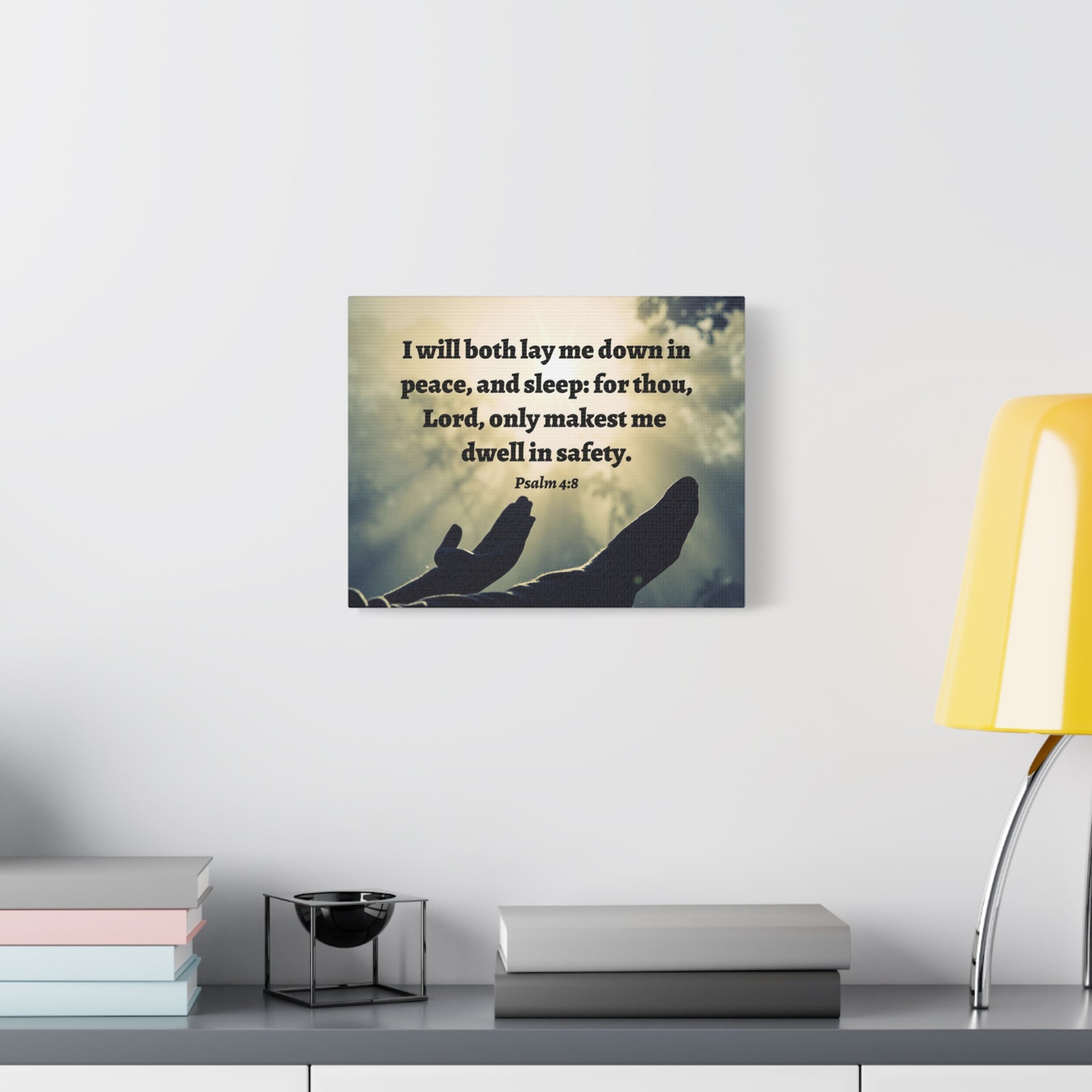 Scripture Walls Dwell In Safety Psalm 4:8 Bible Verse Canvas Christian Wall Art Ready to Hang-Express Your Love Gifts
