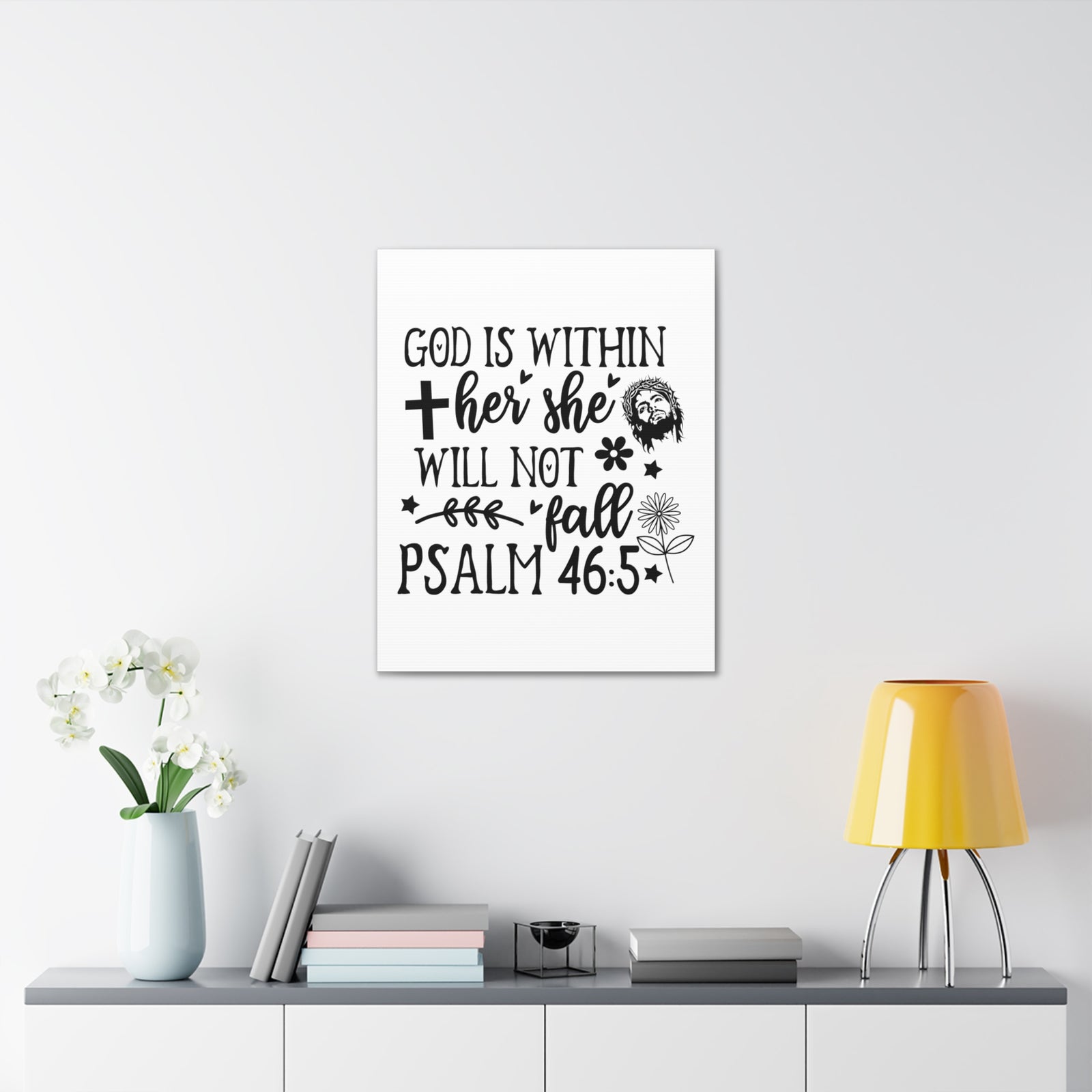Scripture Walls Psalm 46:5 God is Within Her Bible Verse Canvas Christian Wall Art Ready to Hang Unframed-Express Your Love Gifts