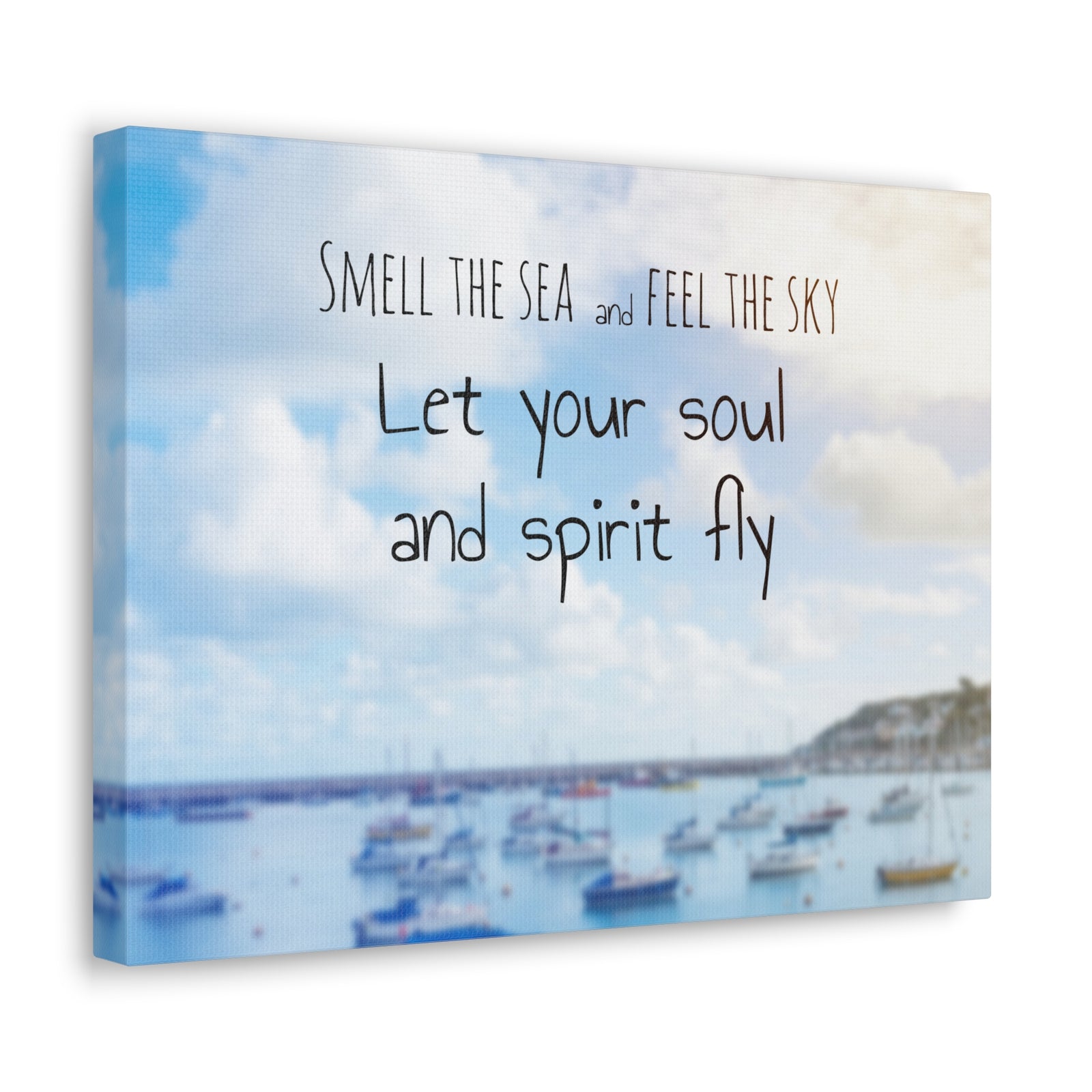 Inspirational Quote Canvas Smell The Sea And Feel The Sky Motivational Print Ready to Hang Artwork-Express Your Love Gifts