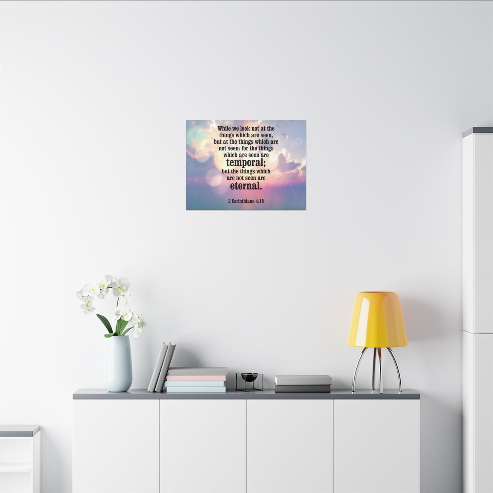 Scripture Canvas Temporal and Eternal Things 2 Corinthians 4:18 Christian Wall Art Bible Verse Print Ready to Hang-Express Your Love Gifts