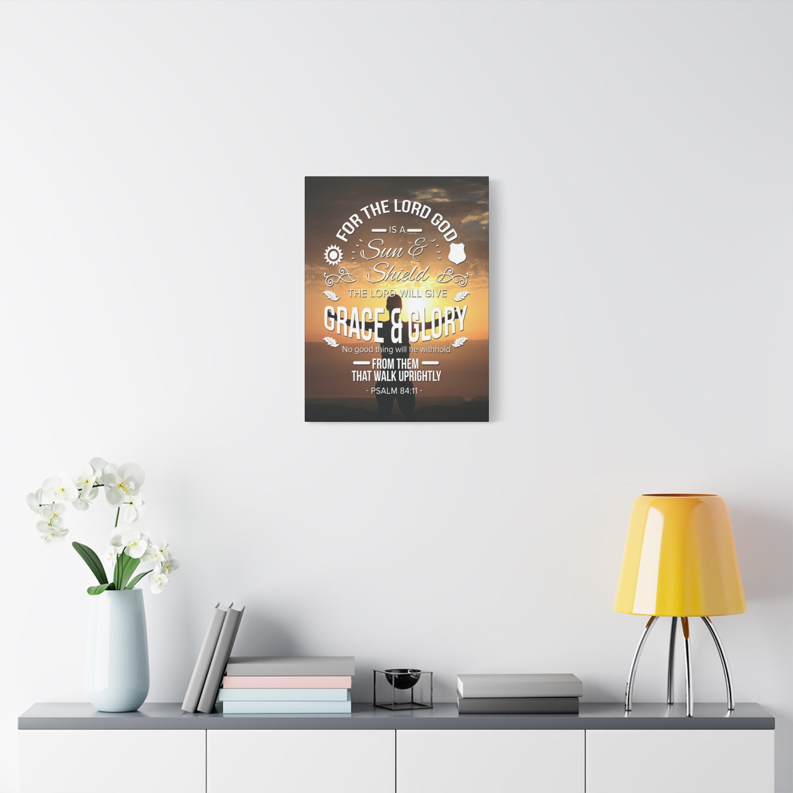 Scripture Canvas Grace And Glory Psalm 84:11 Christian Wall Art Bible Verse Print Ready to Hang-Express Your Love Gifts