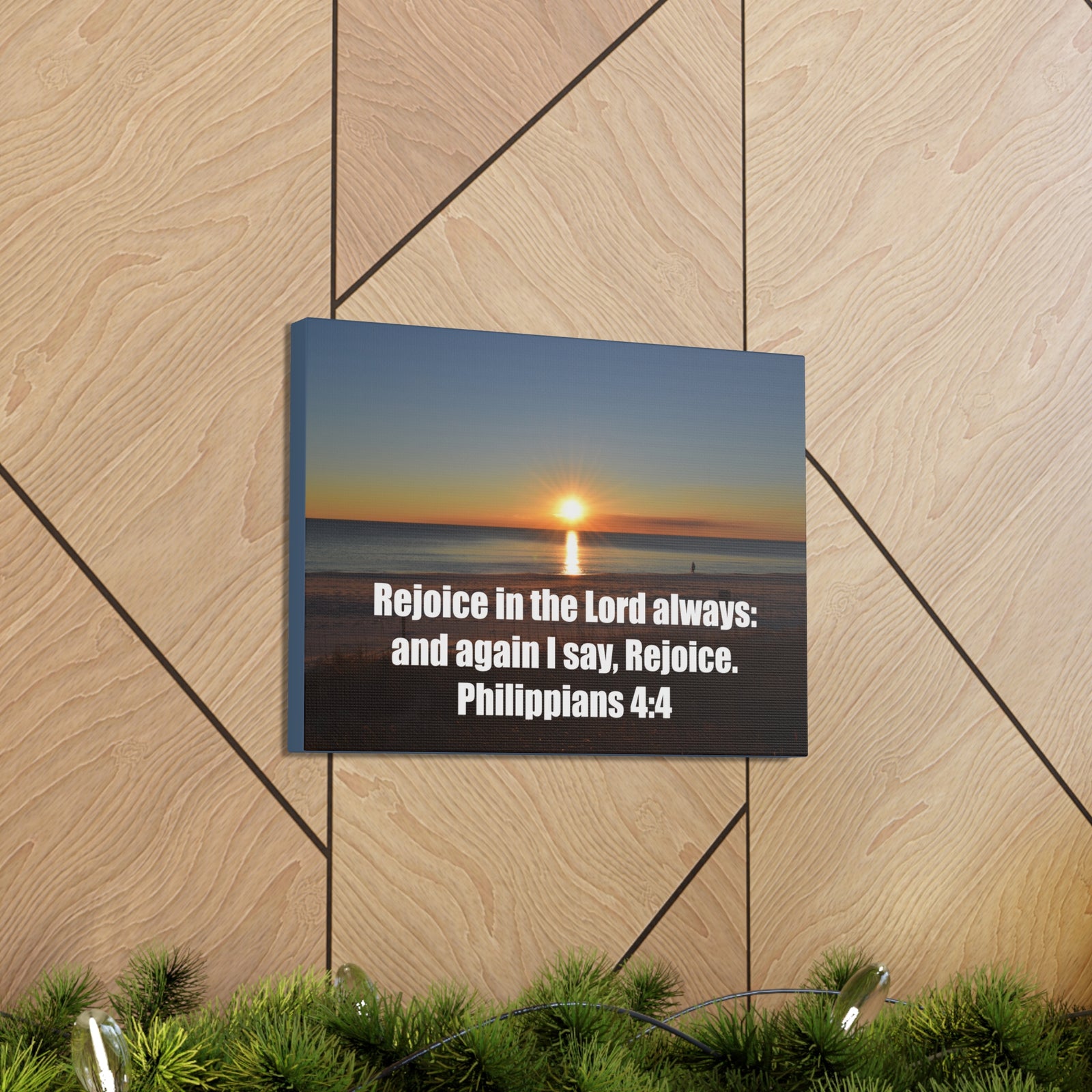 Scripture Walls Rejoice In The Lord Philippians 4:4 Sunset Bible Verse Canvas Christian Wall Art Ready to Hang-Express Your Love Gifts
