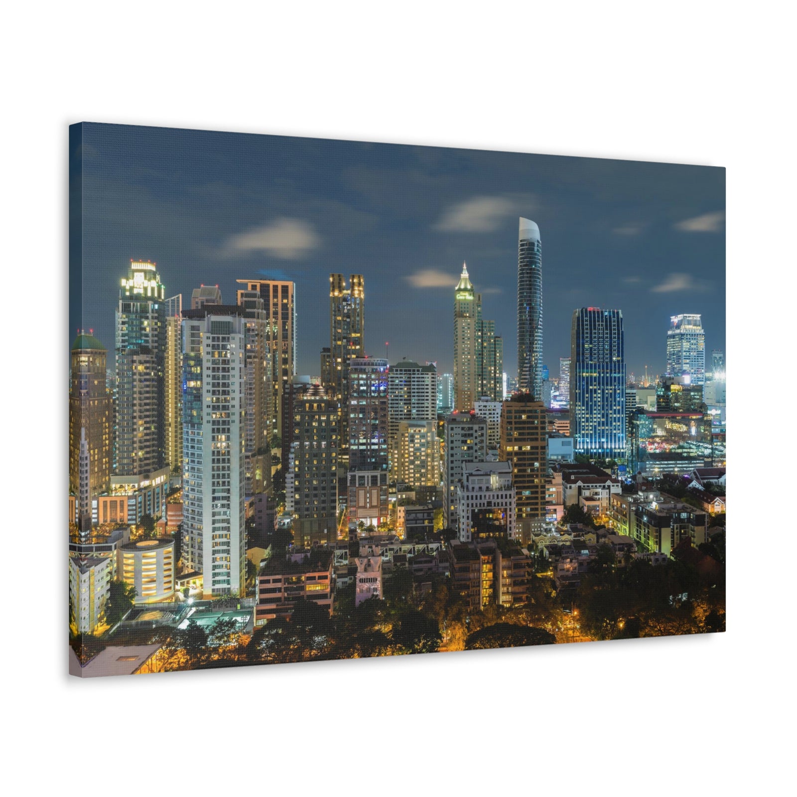 Bangkok Night Skyline Canvas Artwork High-Quality Breathtaking Stunning Cityscape for Home Decor Ready to Hang-Express Your Love Gifts