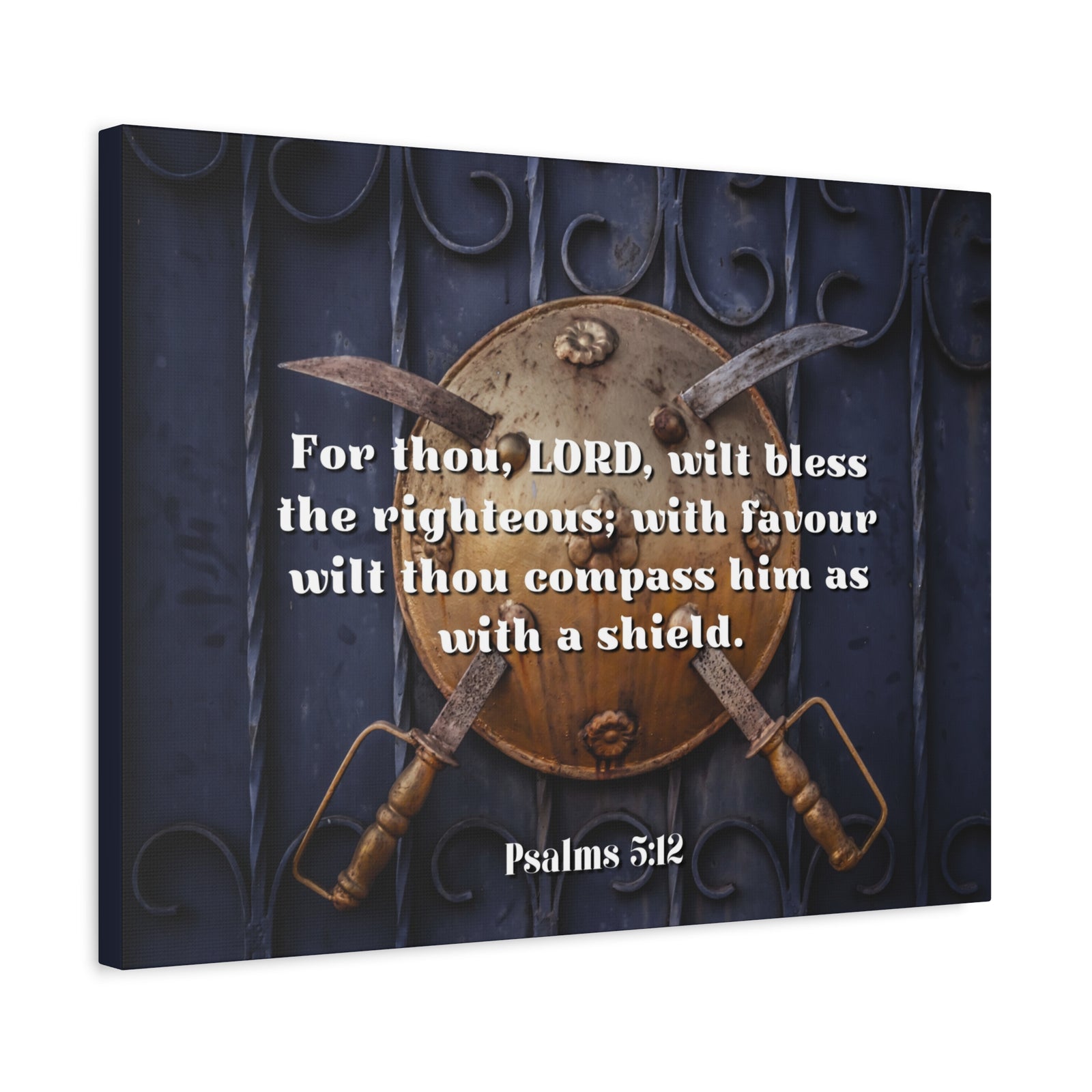 Scripture Canvas Bless The Righteous Psalm 5:12 Christian Wall Art Bible Verse Print Ready to Hang-Express Your Love Gifts