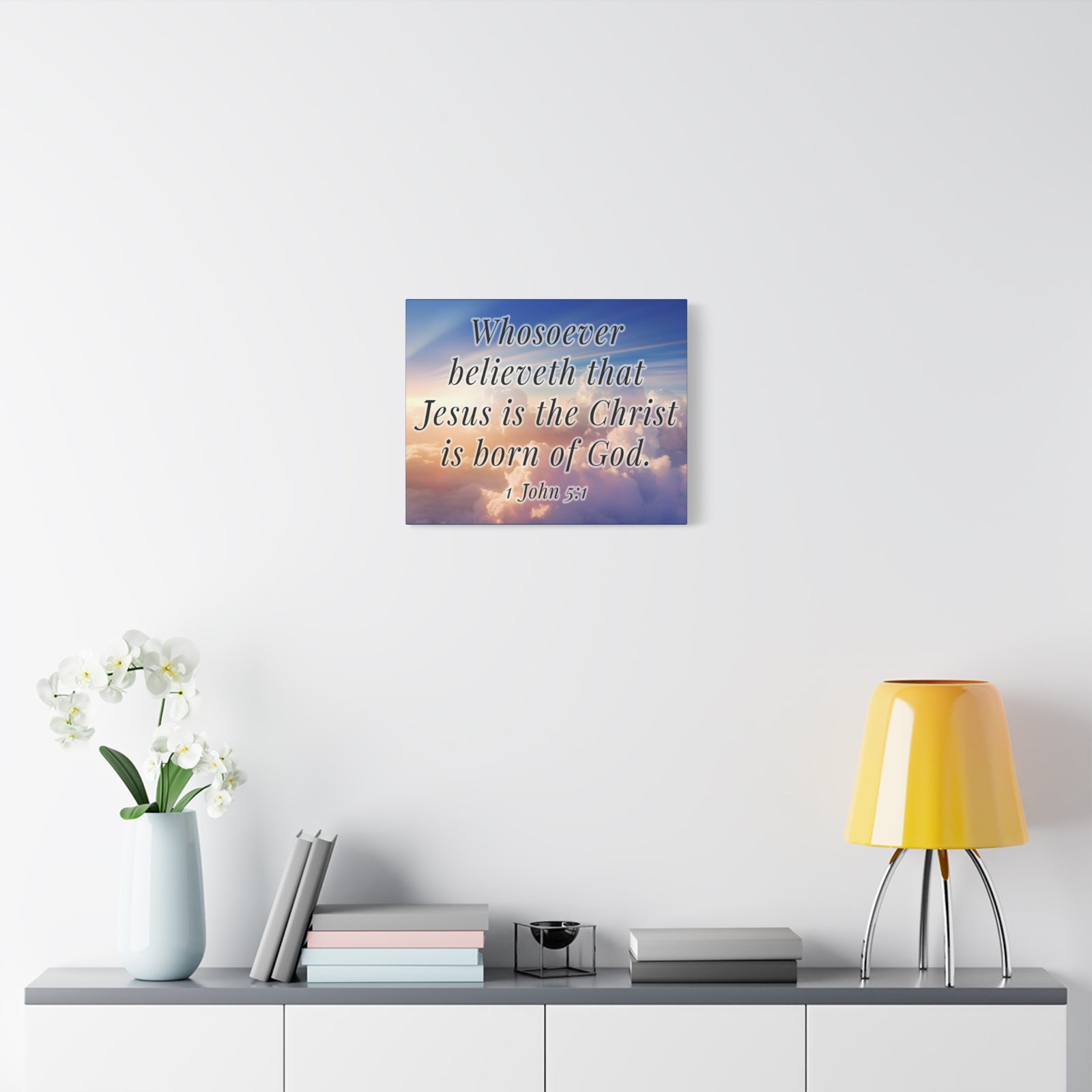 Scripture Walls 1 John 5:1 Jesus is the Christ Bible Verse Canvas Christian Wall Art Ready to Hang Unframed-Express Your Love Gifts