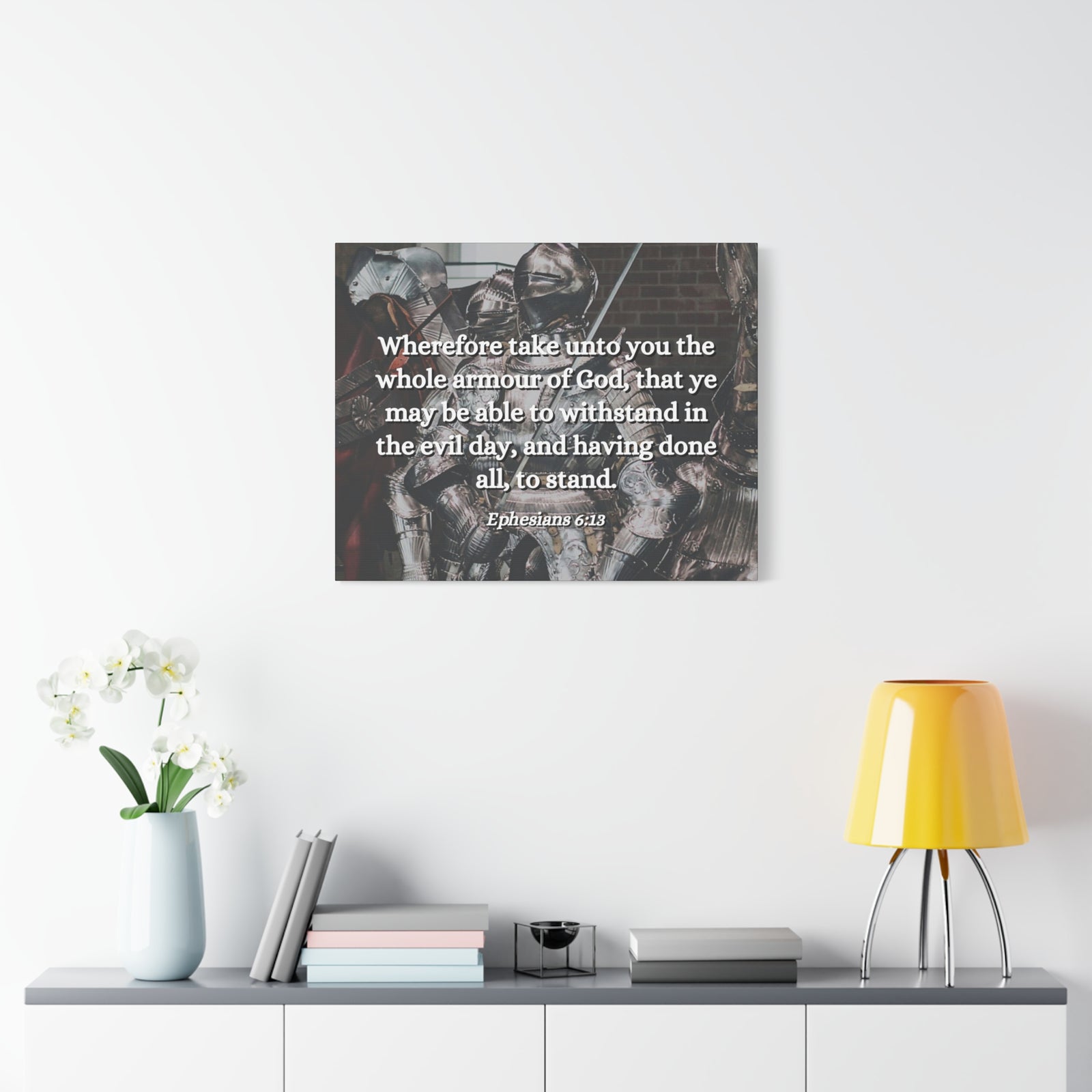 Scripture Canvas Whole Armour Ephesians 6:13 Christian Wall Art Bible Verse Print Ready to Hang-Express Your Love Gifts