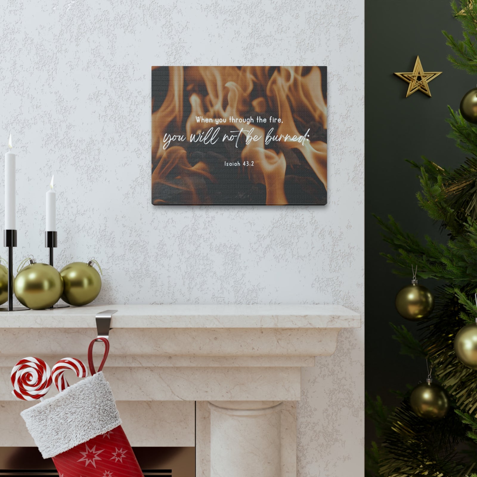 10 Scripture Walls Not Be Burned Isaiah 43:2 Bible Verse Canvas Christian Wall Art Ready to Hang-Express Your Love Gifts