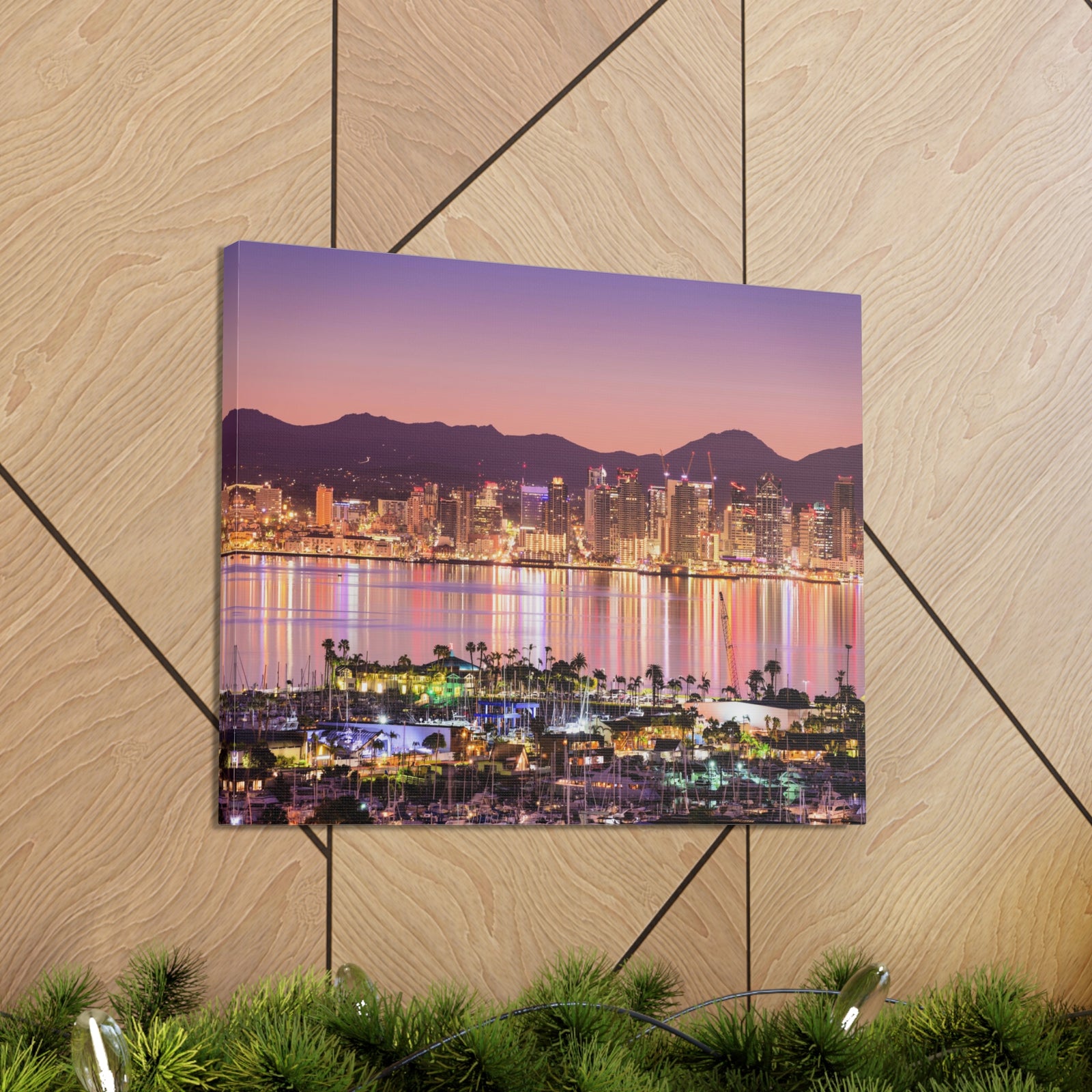 San Diego Night Skyline Canvas Artwork High-Quality Breathtaking Stunning Cityscape for Home Decor Ready to Hang-Express Your Love Gifts