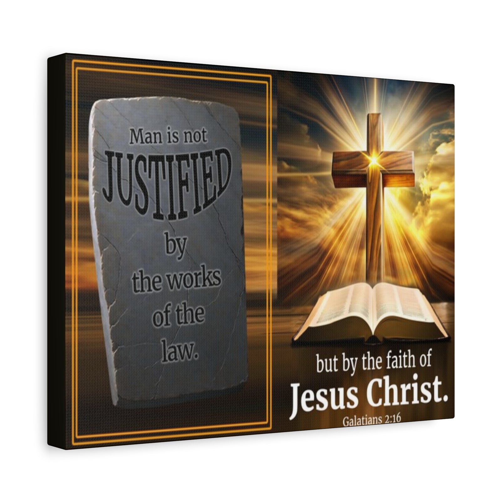 Scripture Walls Galatians 2:16 Faith & Law Bible Verse Canvas Christian Wall Art Ready to Hang Unframed-Express Your Love Gifts