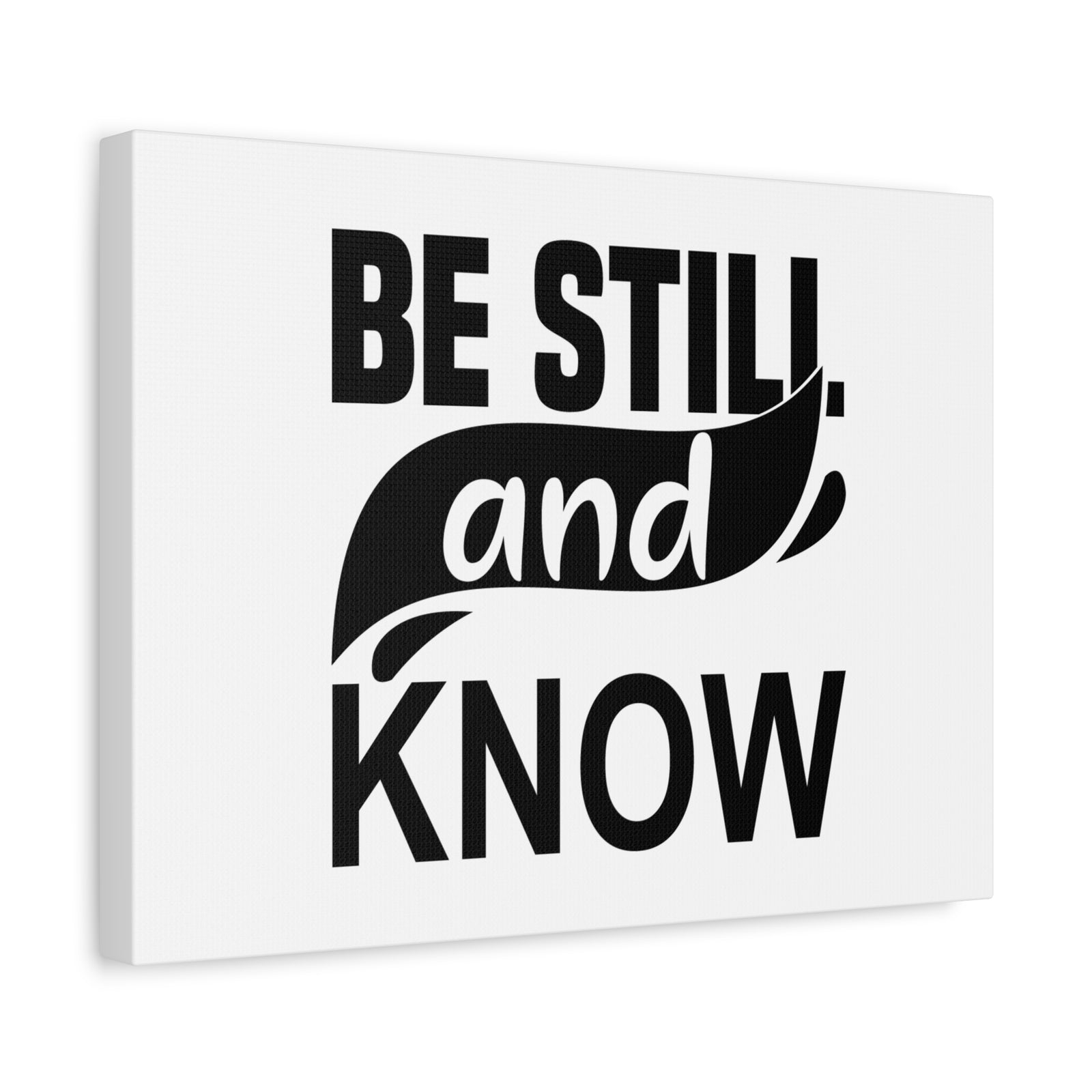 Scripture Canvas Be Still And Know Psalm 46:10 Swish Black Christian Wall Art Bible Verse Print Ready to Hang-Express Your Love Gifts
