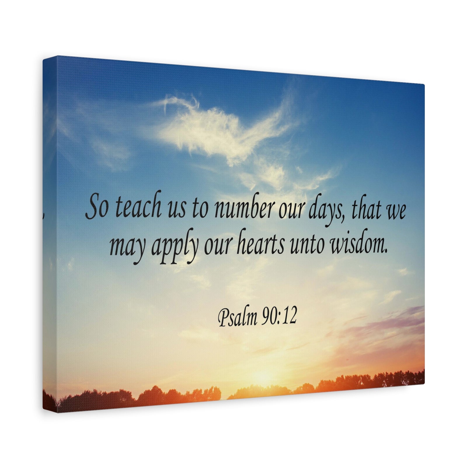Scripture Canvas Hearts Unto Wisdom Psalm 90:12 Christian Wall Art Bible Verse Print Ready to Hang-Express Your Love Gifts
