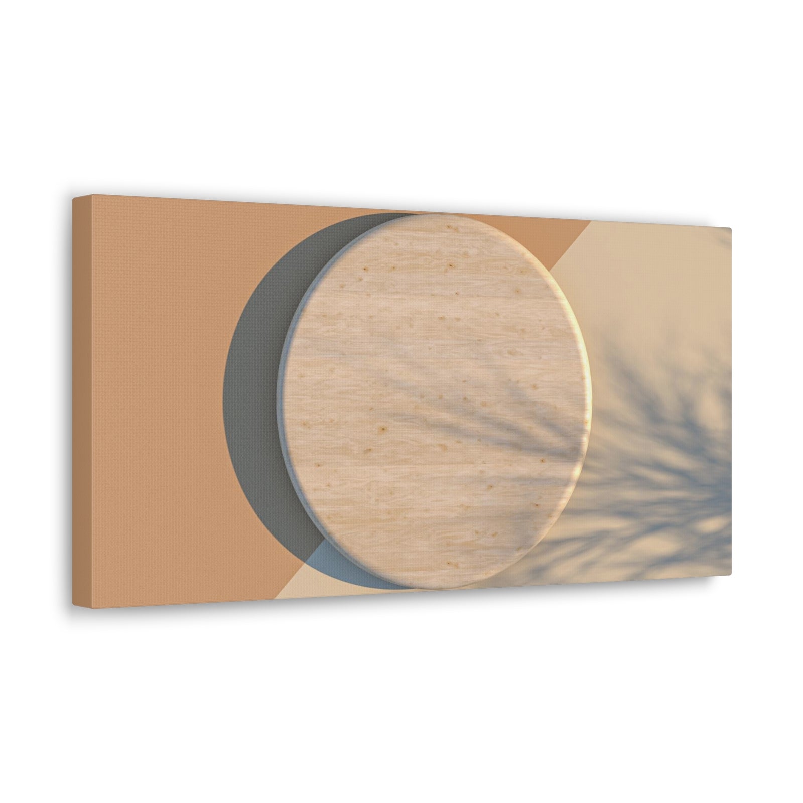 Round Wood Natural Element Canvas Wall Art for Home Decor Ready-to-Hang-Express Your Love Gifts