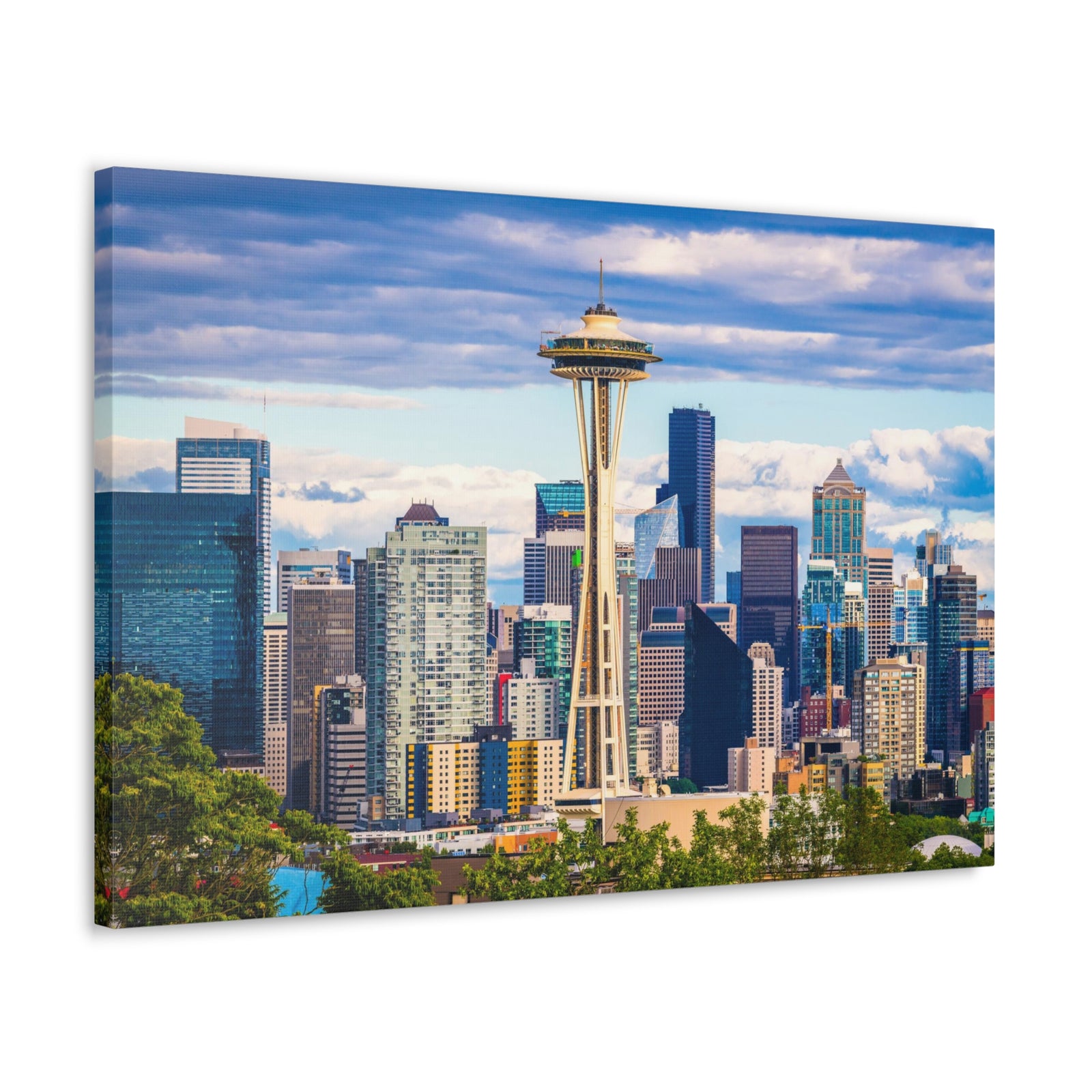 Seattle Daytime Skyline Canvas Artwork High-Quality Breathtaking Stunning Cityscape for Home Decor Ready to Hang-Express Your Love Gifts