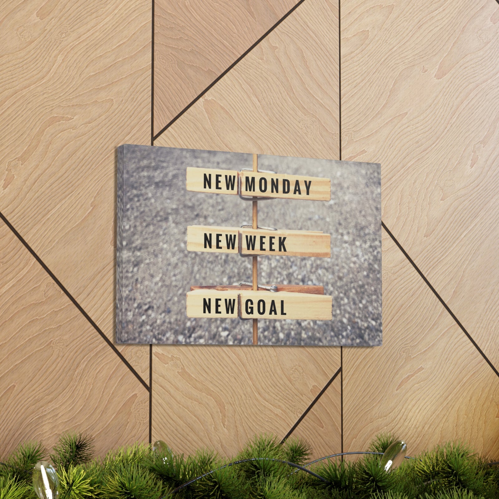 Inspirational Quote Canvas New Monday New Goal Motivational Print Ready to Hang Artwork-Express Your Love Gifts