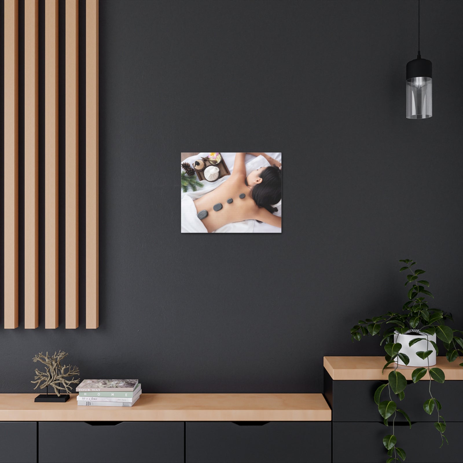 Rock Therapy Massage Forest Floral Nature Photography Canvas Wall Art for Home Decor Ready-to-Hang-Express Your Love Gifts