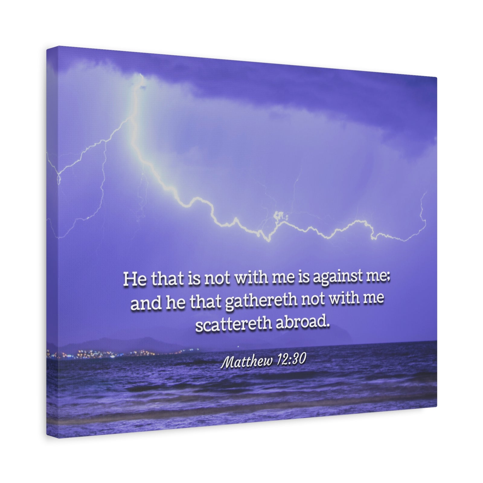 Scripture Canvas With Christ Matthew 12:30 Christian Wall Art Bible Verse Print Ready to Hang-Express Your Love Gifts