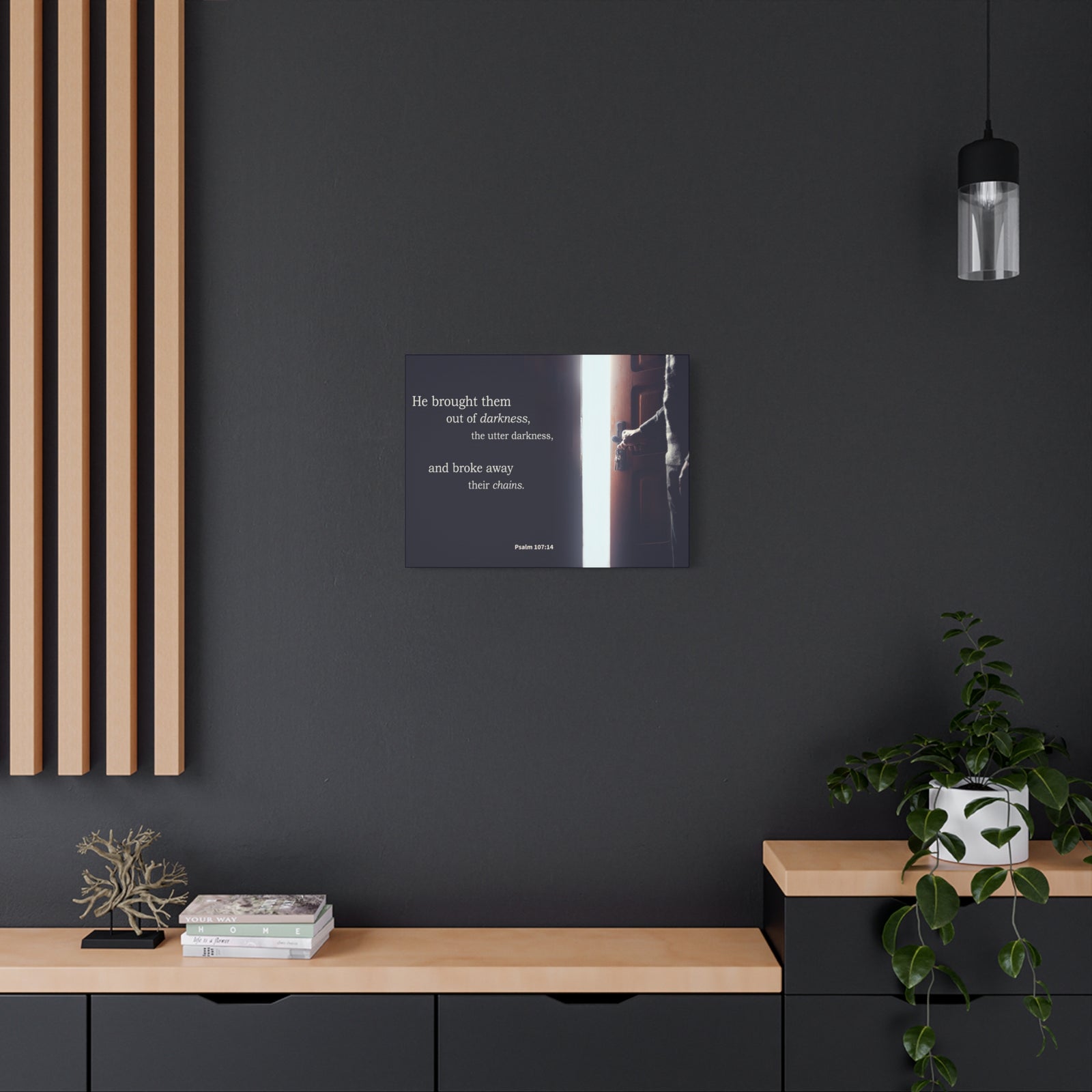 Scripture Walls He Brought Them Psalm 107:14 Bible Verse Canvas Christian Wall Art Ready to Hang-Express Your Love Gifts