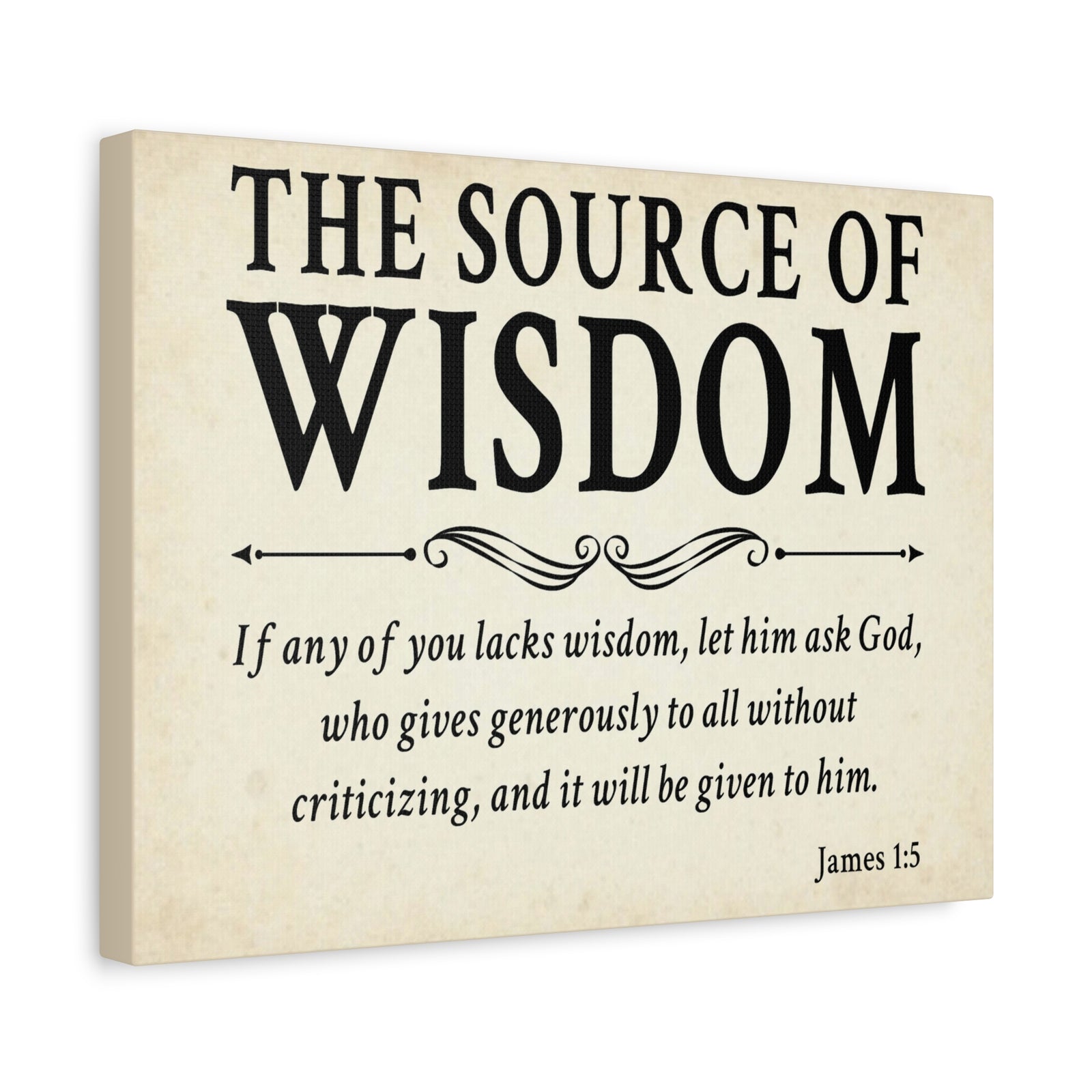 Scripture Walls James 1:5 The Source of Wisdom White Bible Verse Canvas Christian Wall Art Ready to Hang Unframed-Express Your Love Gifts