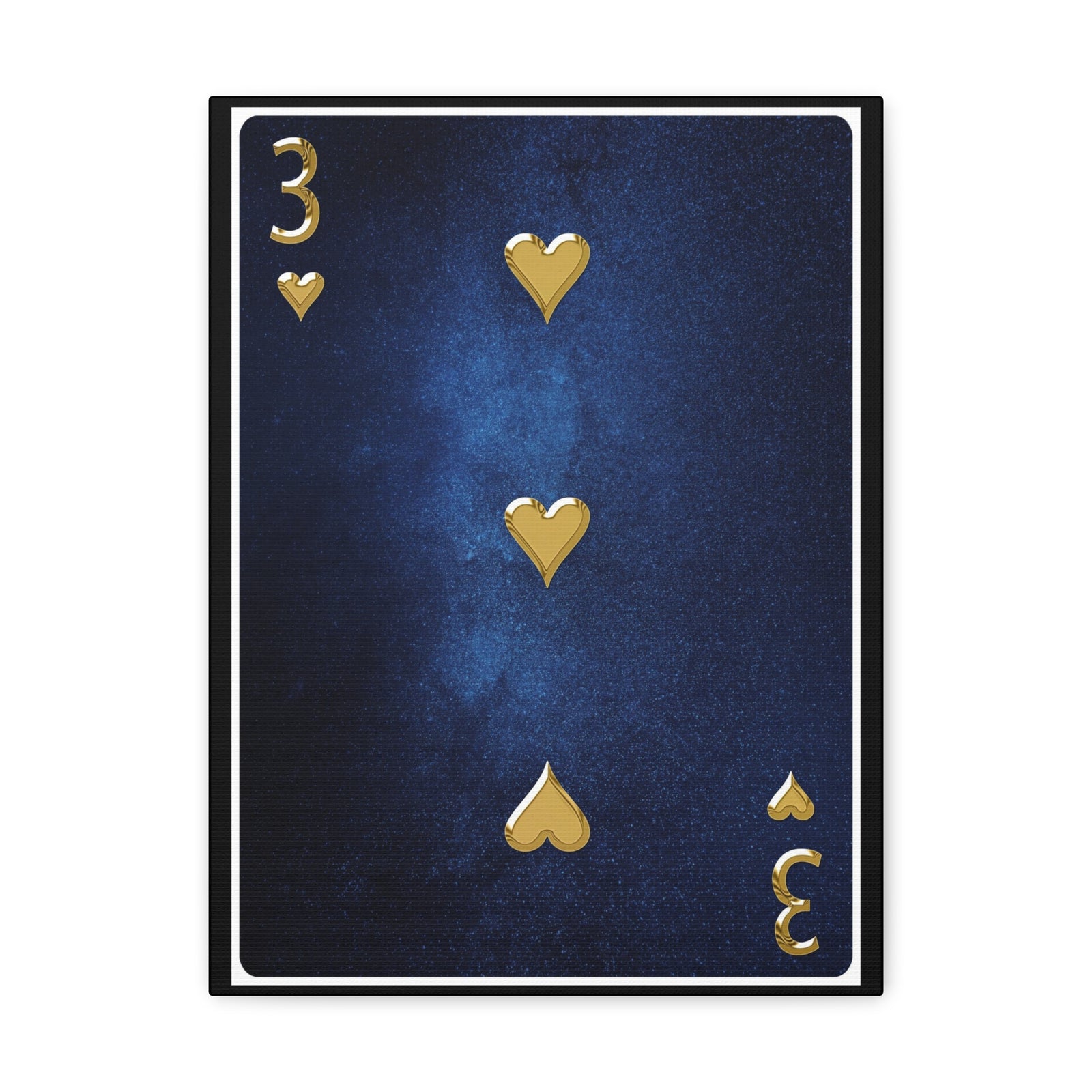 Three Of Hearts Space Background Playing Card Canvas Wall Art for Home Decor Ready-to-Hang-Express Your Love Gifts