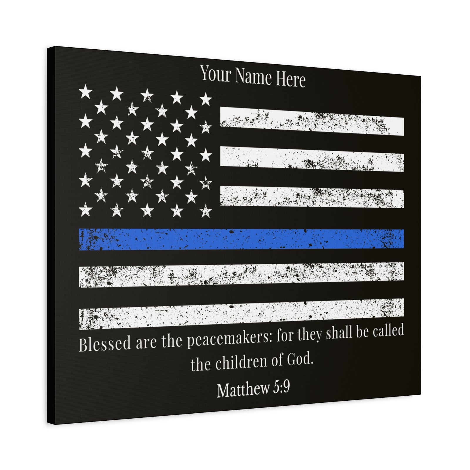 Scripture Walls Personalized Matthew 5:9 Police Officer Badge Bible Canvas Christian Wall Art Ready to Hang Unframed-Express Your Love Gifts