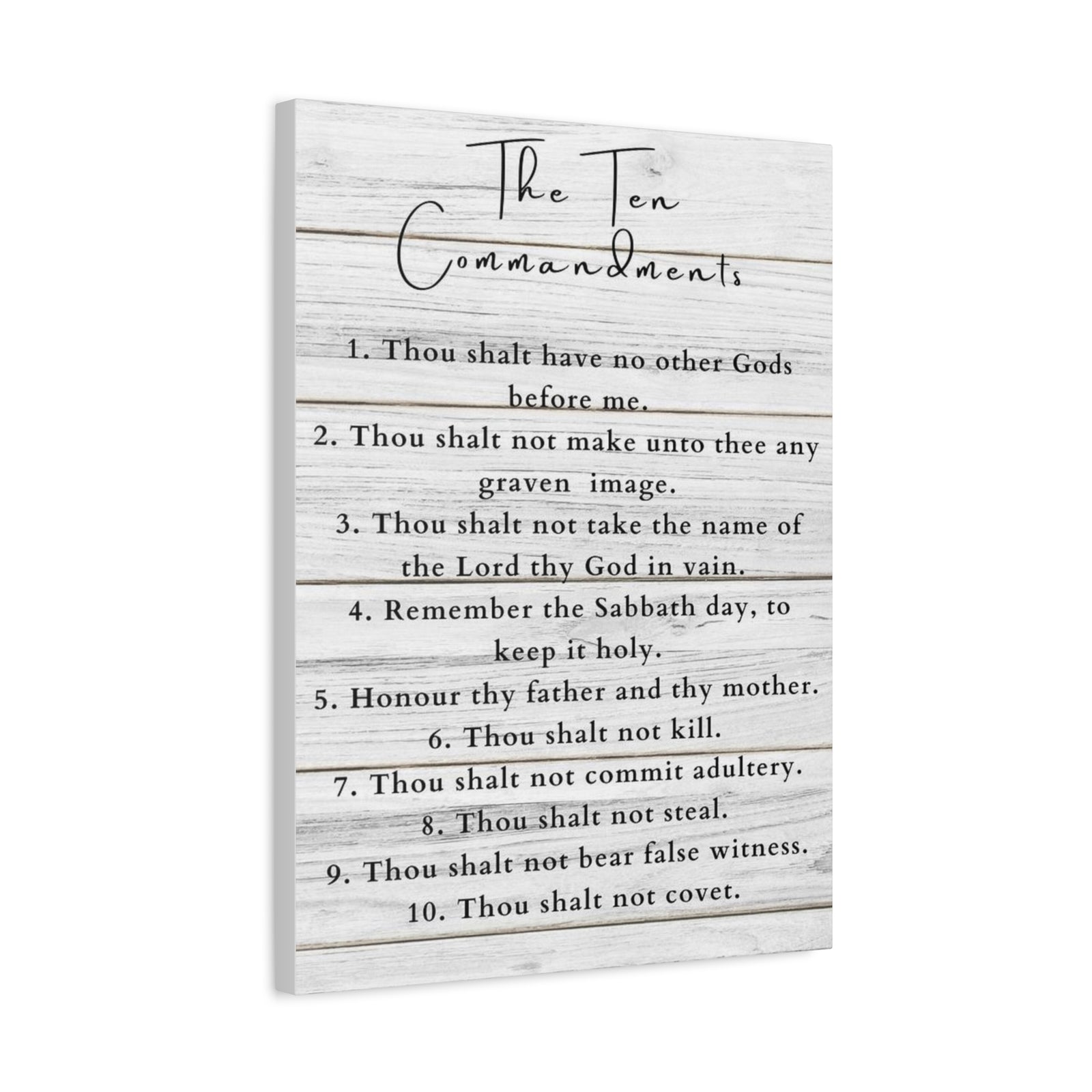 Scripture Canvas Ten Commandments White Christian Wall Art Print Ready to Hang-Express Your Love Gifts
