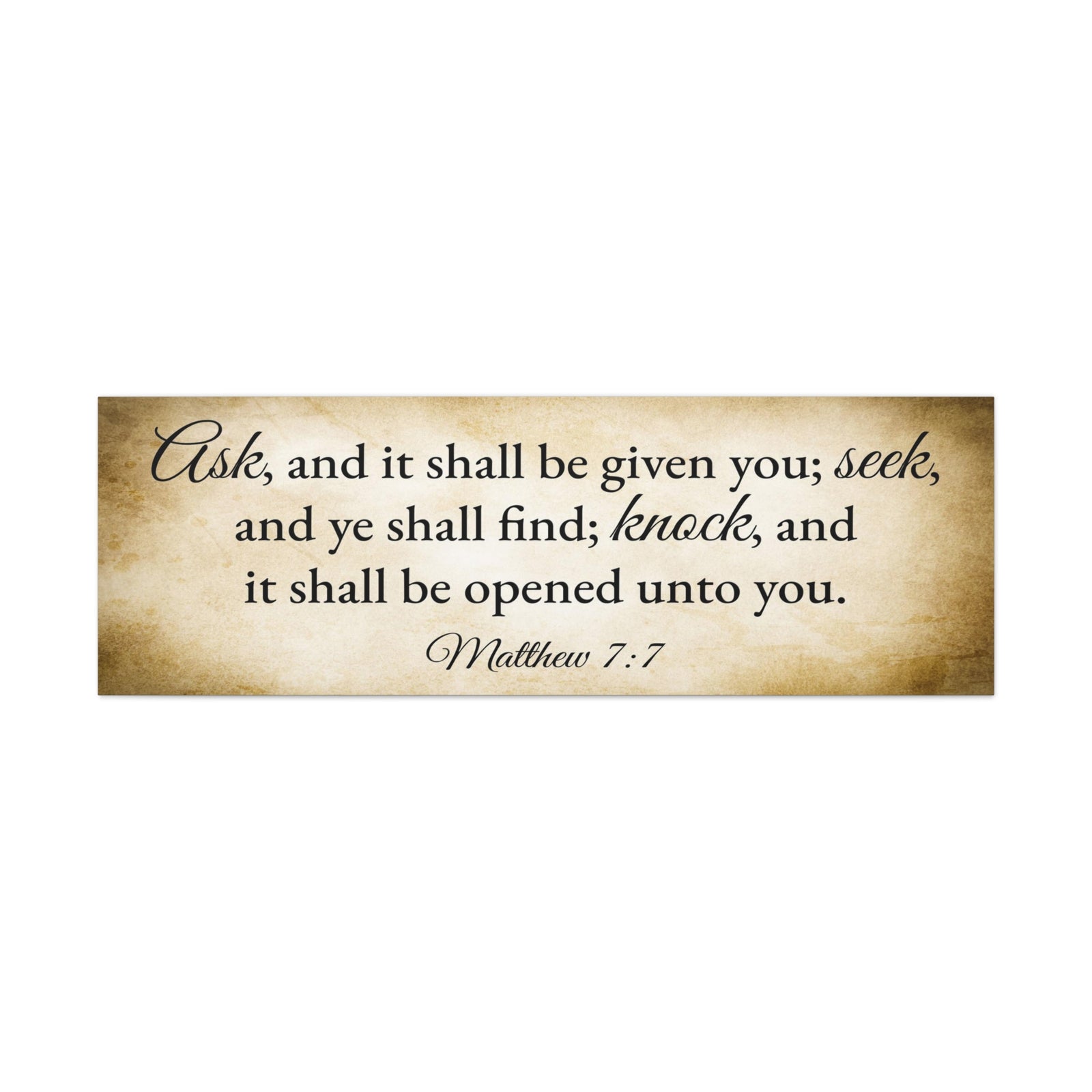 Scripture Walls Matthew 7:7 Gold Bible Verse Canvas Christian Wall Art Ready to Hang Unframed-Express Your Love Gifts