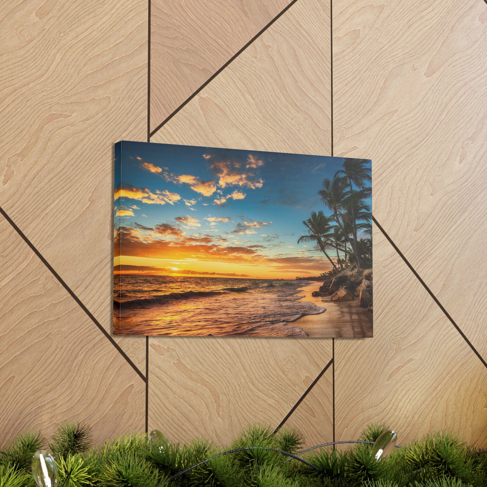 Tropical Island Beach Sunrise Ocean Canvas Wall Art for Home Decor Ready-to-Hang-Express Your Love Gifts