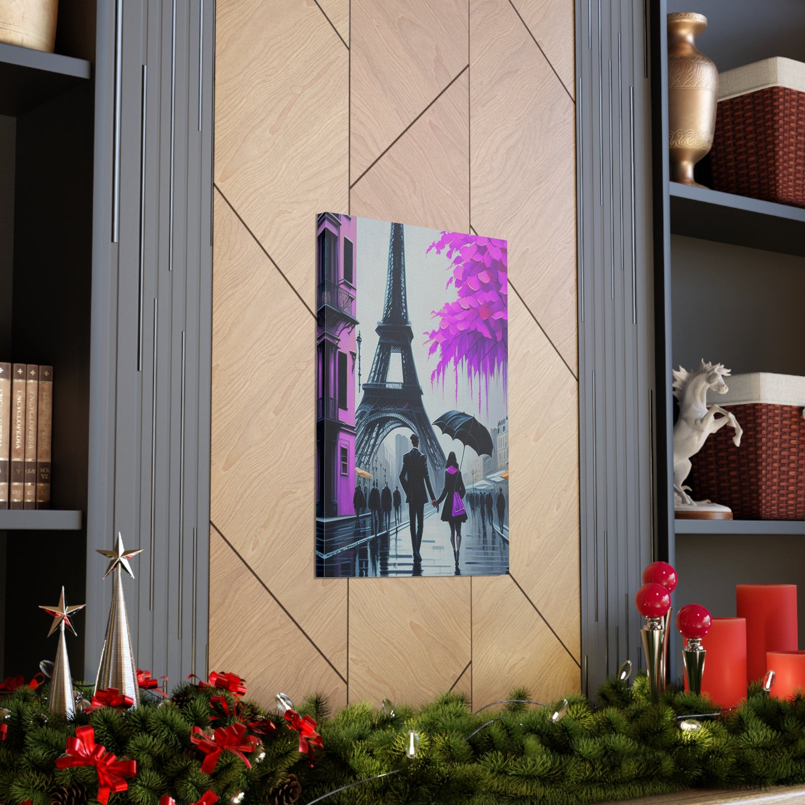 Romantic Couple Paris Eiffel Tower France Canvas Artwork High-Quality Breathtaking French City for Home Decor Ready to Hang-Express Your Love Gifts