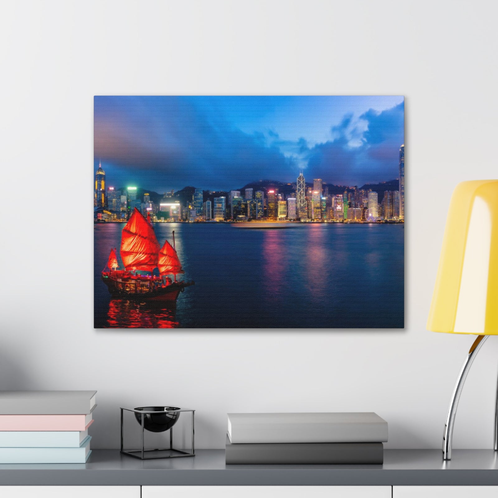 Hong Kong Night Skyline Canvas Artwork High-Quality Breathtaking Stunning Cityscape for Home Decor Ready to Hang-Express Your Love Gifts