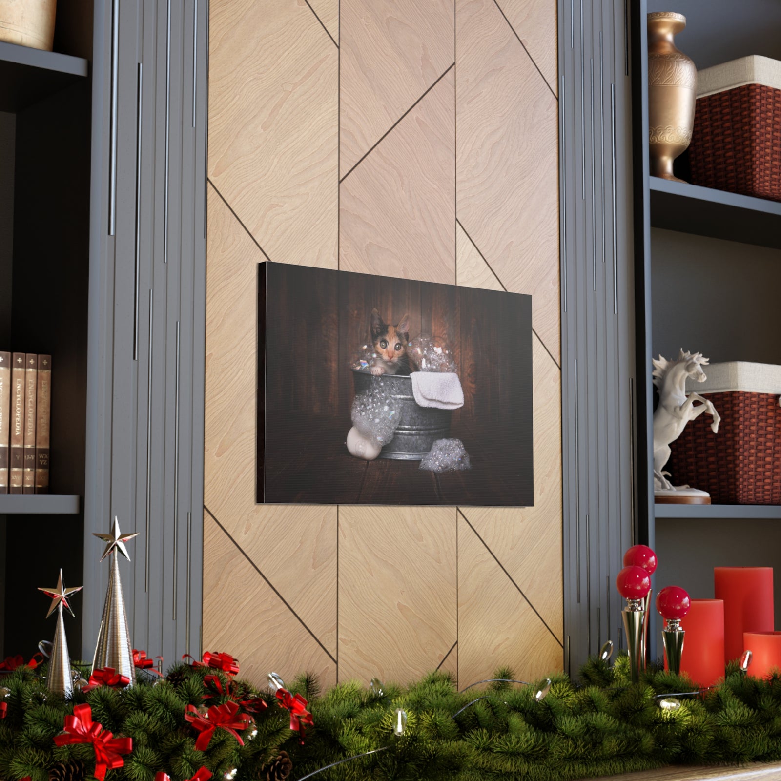 Cute Calico Bathee Canvas Wall Art for Home Decor Ready-to-Hang-Express Your Love Gifts