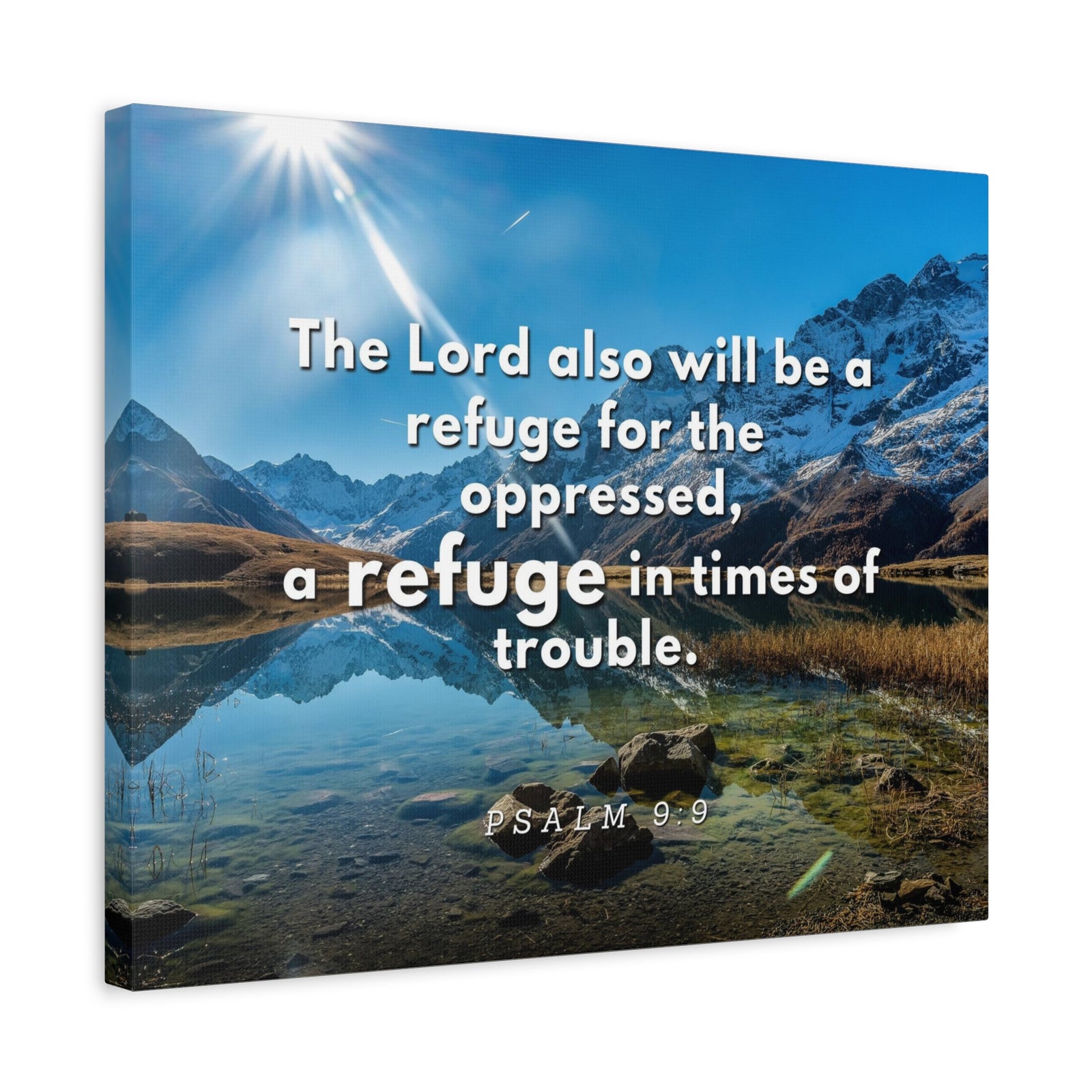Scripture Canvas A Refuge Psalm 9:9 Christian Wall Art Bible Verse Print Ready to Hang-Express Your Love Gifts