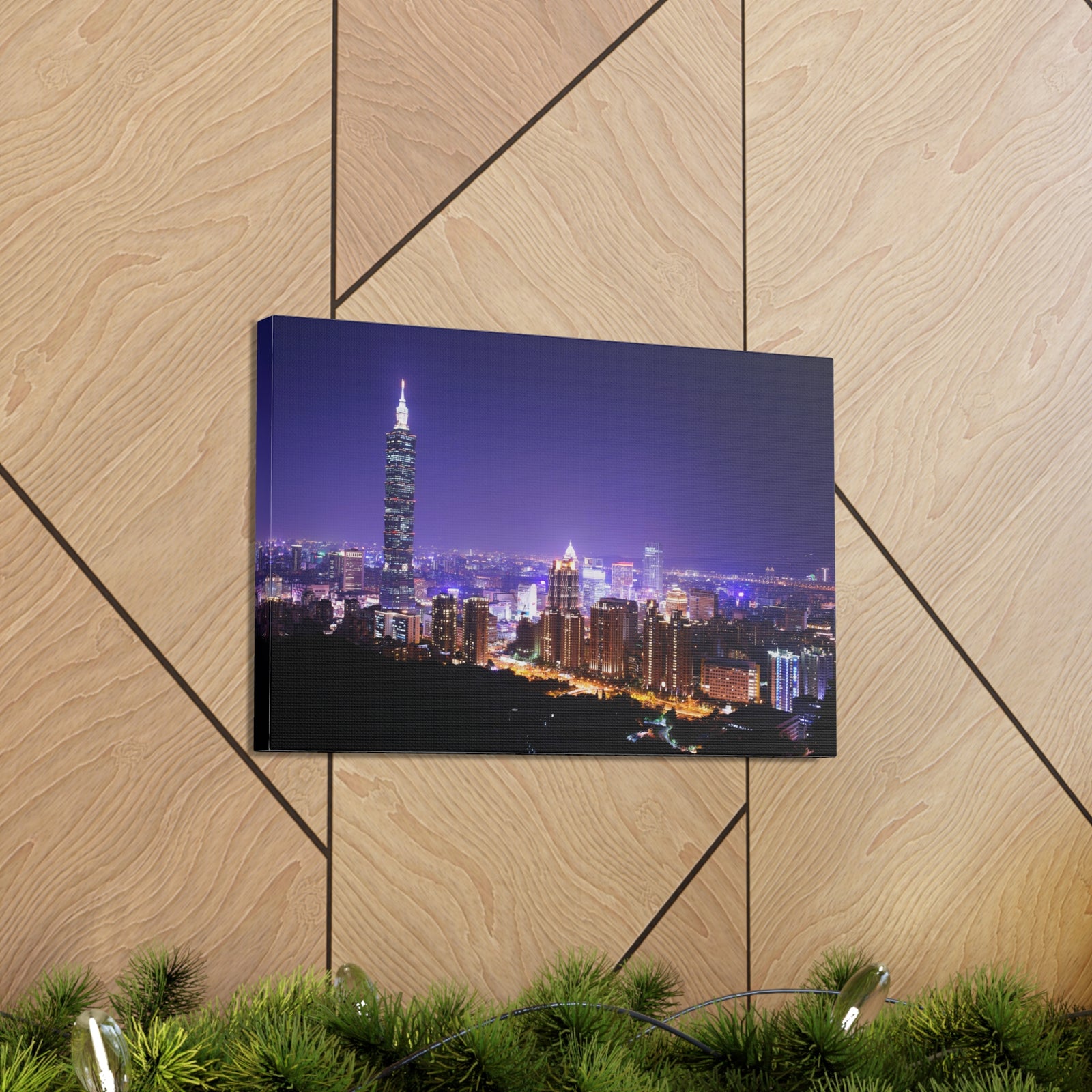 Taipei Night Skyline Canvas Artwork High-Quality Breathtaking Stunning Cityscape for Home Decor Ready to Hang-Express Your Love Gifts