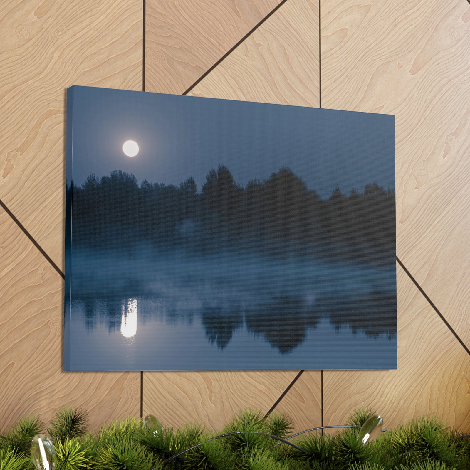 Misty Mountain Reflections Nature Wilderness Photography Canvas Wall Art for Home Decor Ready-to-Hang-Express Your Love Gifts