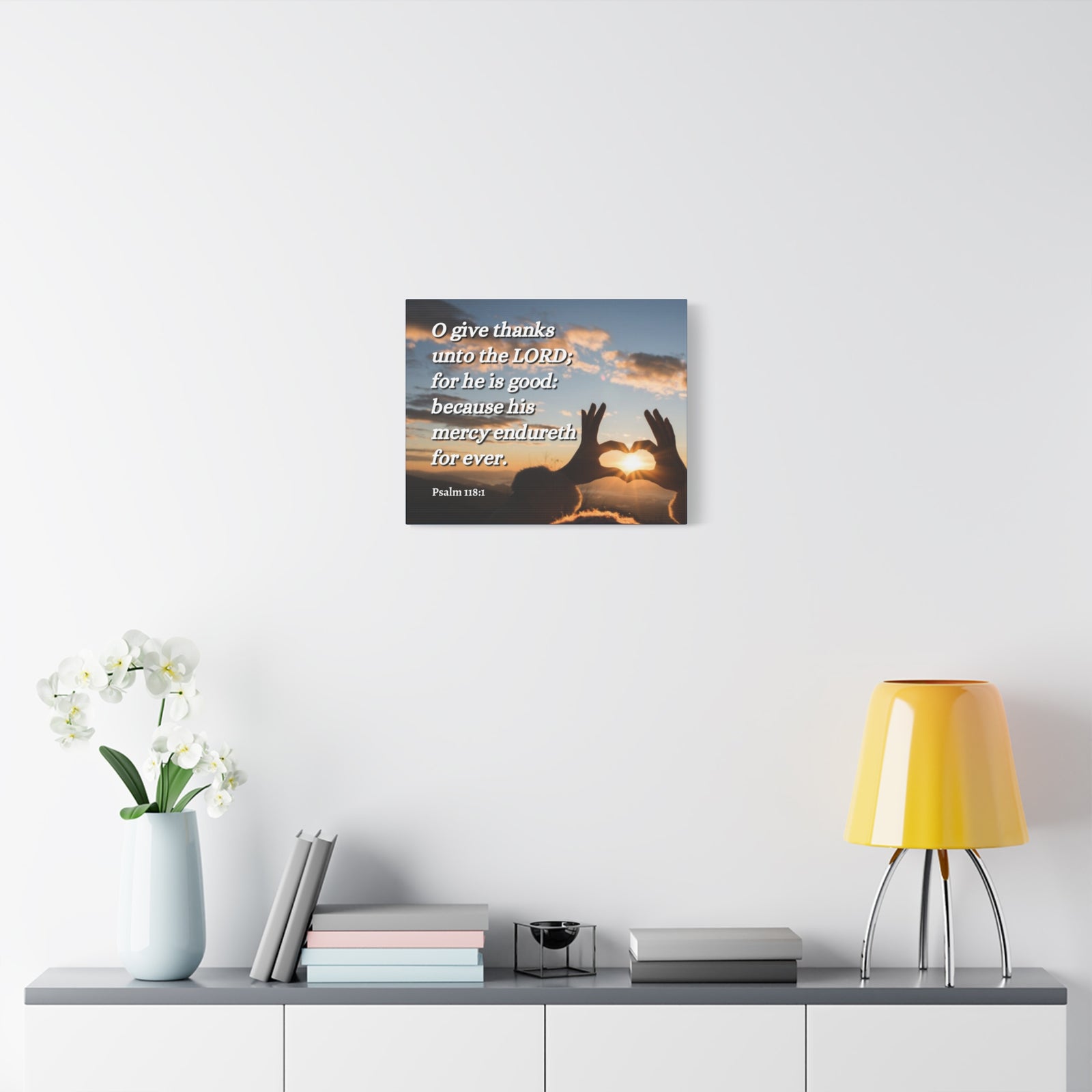 Scripture Canvas Give Thanks Psalm 118:1 Christian Wall Art Bible Verse Print Ready to Hang-Express Your Love Gifts