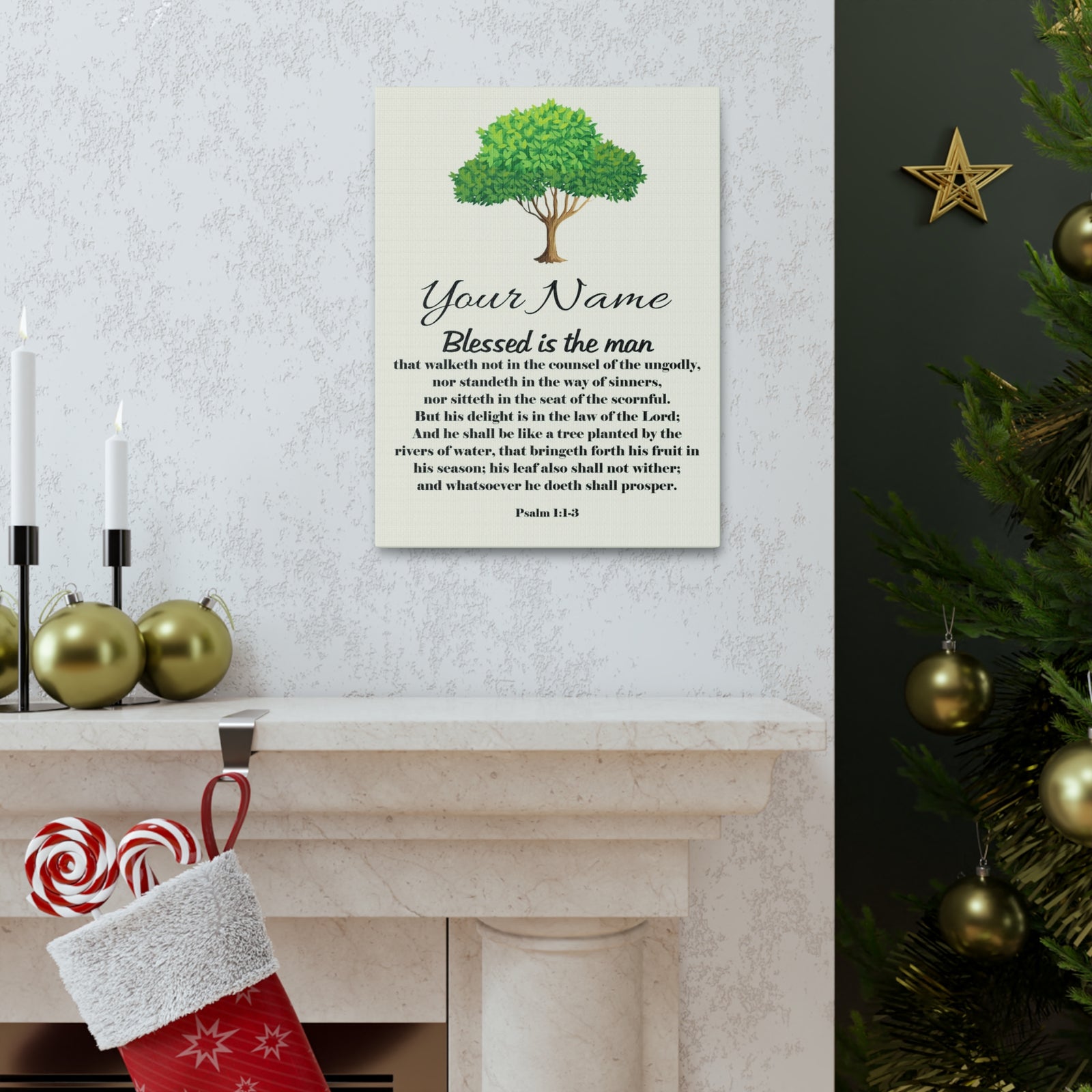 Scripture Walls Personalized Blessed is the Man Psalm 1:1-3 Bible Chapter Canvas Christian Wall Art Ready to Hang-Express Your Love Gifts