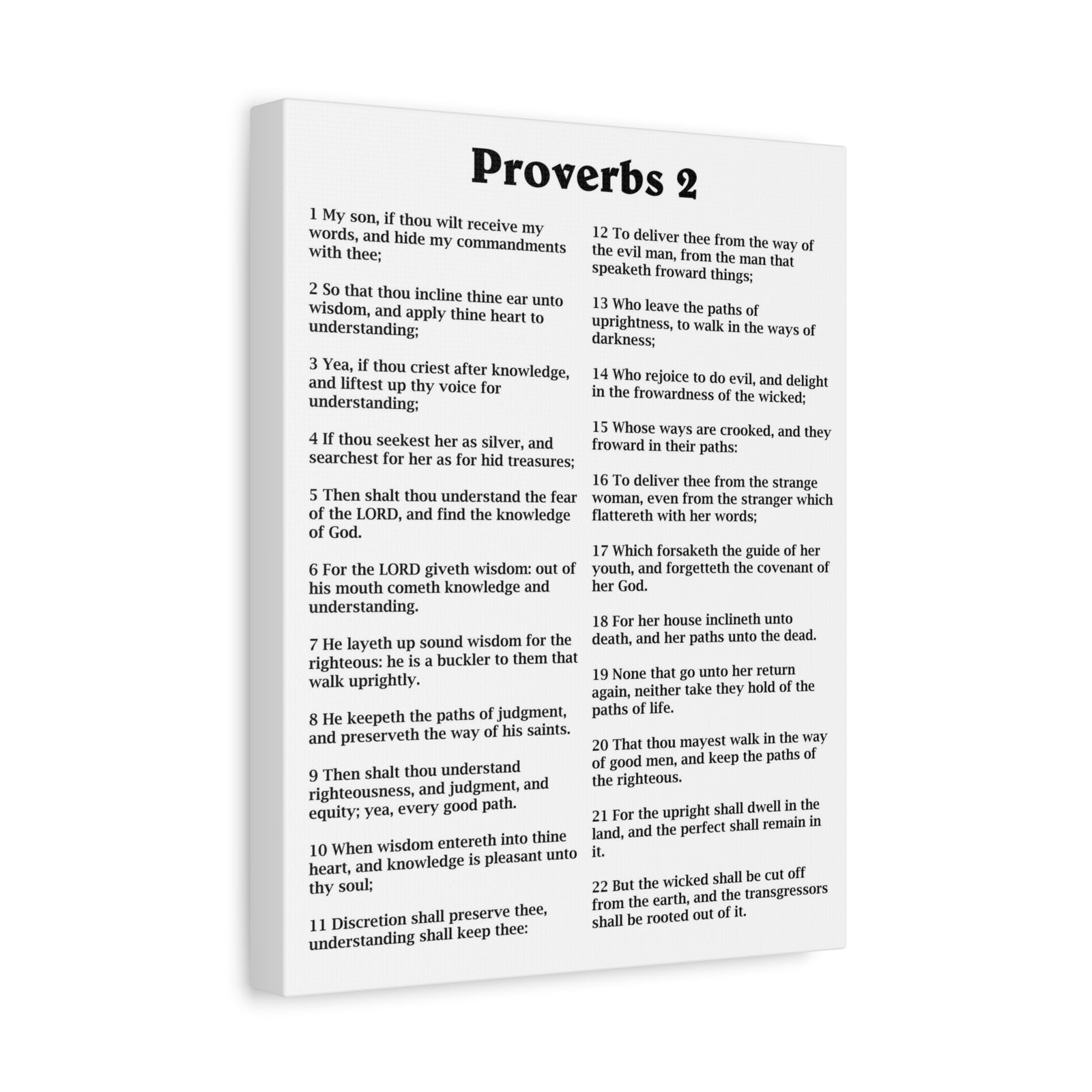 Scripture Walls Proverbs Chapter 2 White Bible Canvas Christian Wall Art Ready to Hang Unframed-Express Your Love Gifts