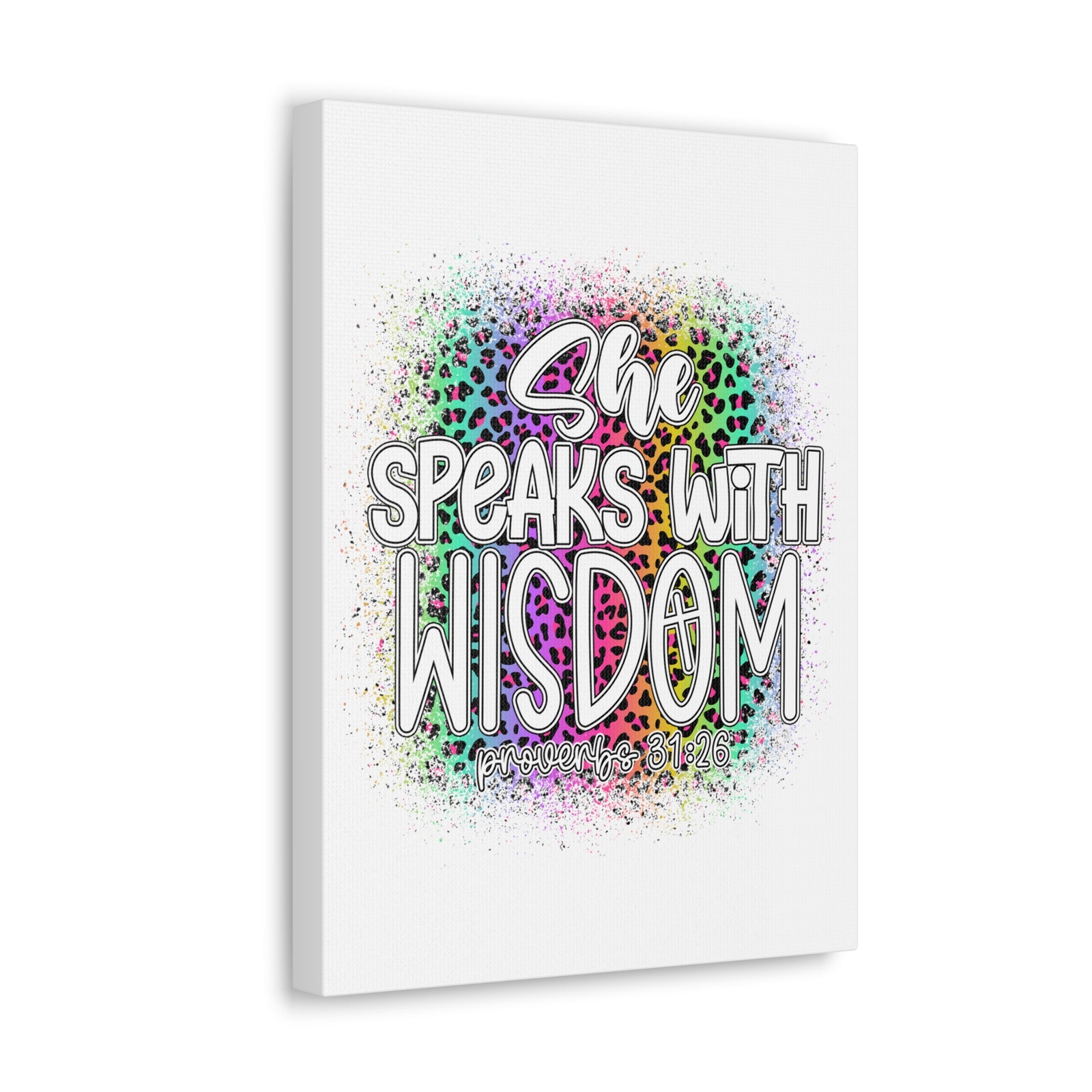 Scripture Walls Proverbs 31:26 She Speaks With Wisdom Colorful Bible Verse Canvas Christian Wall Art Ready to Hang Unframed-Express Your Love Gifts