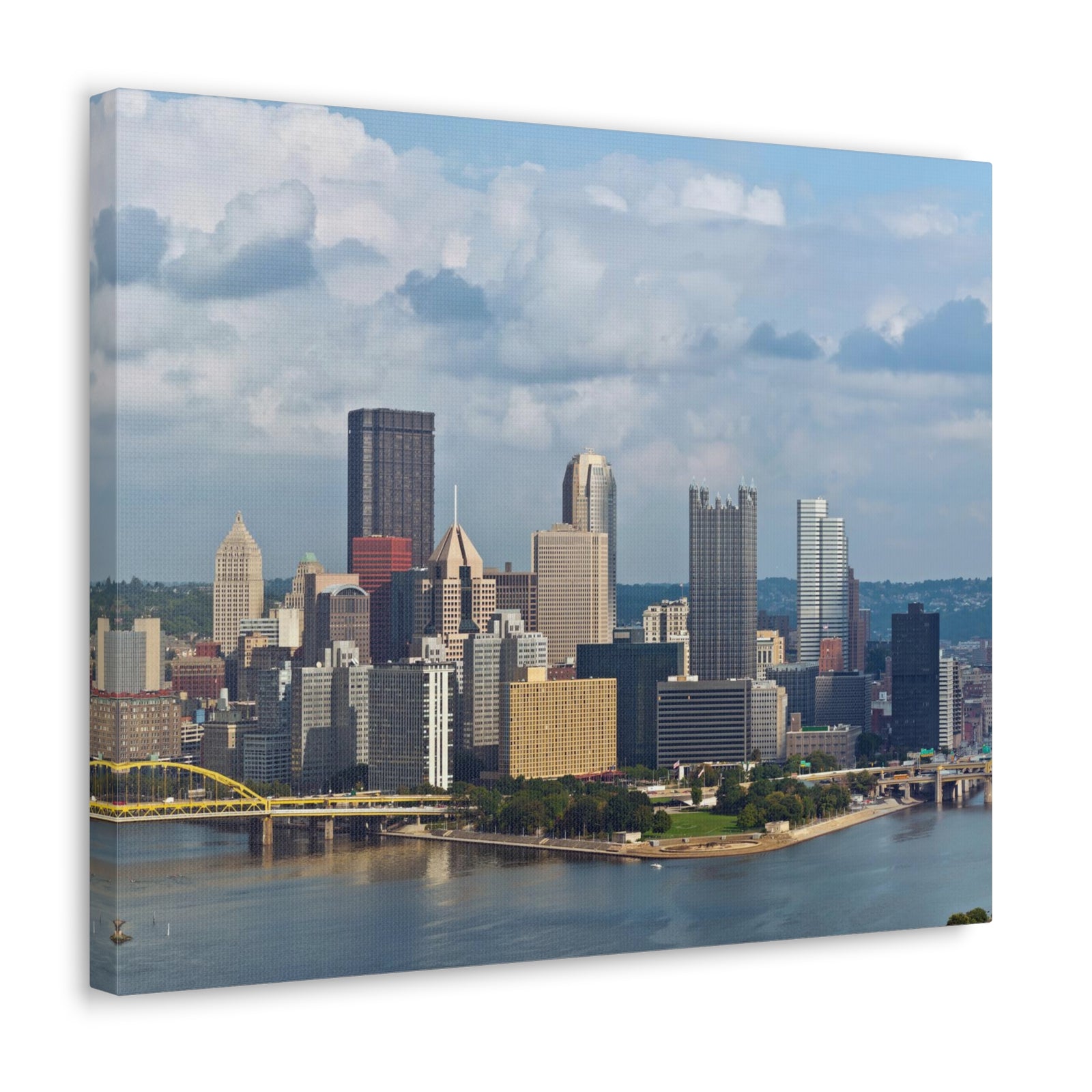 Pittsburgh Daytime Skyline Canvas Artwork High-Quality Breathtaking Stunning Cityscape for Home Decor Ready to Hang-Express Your Love Gifts