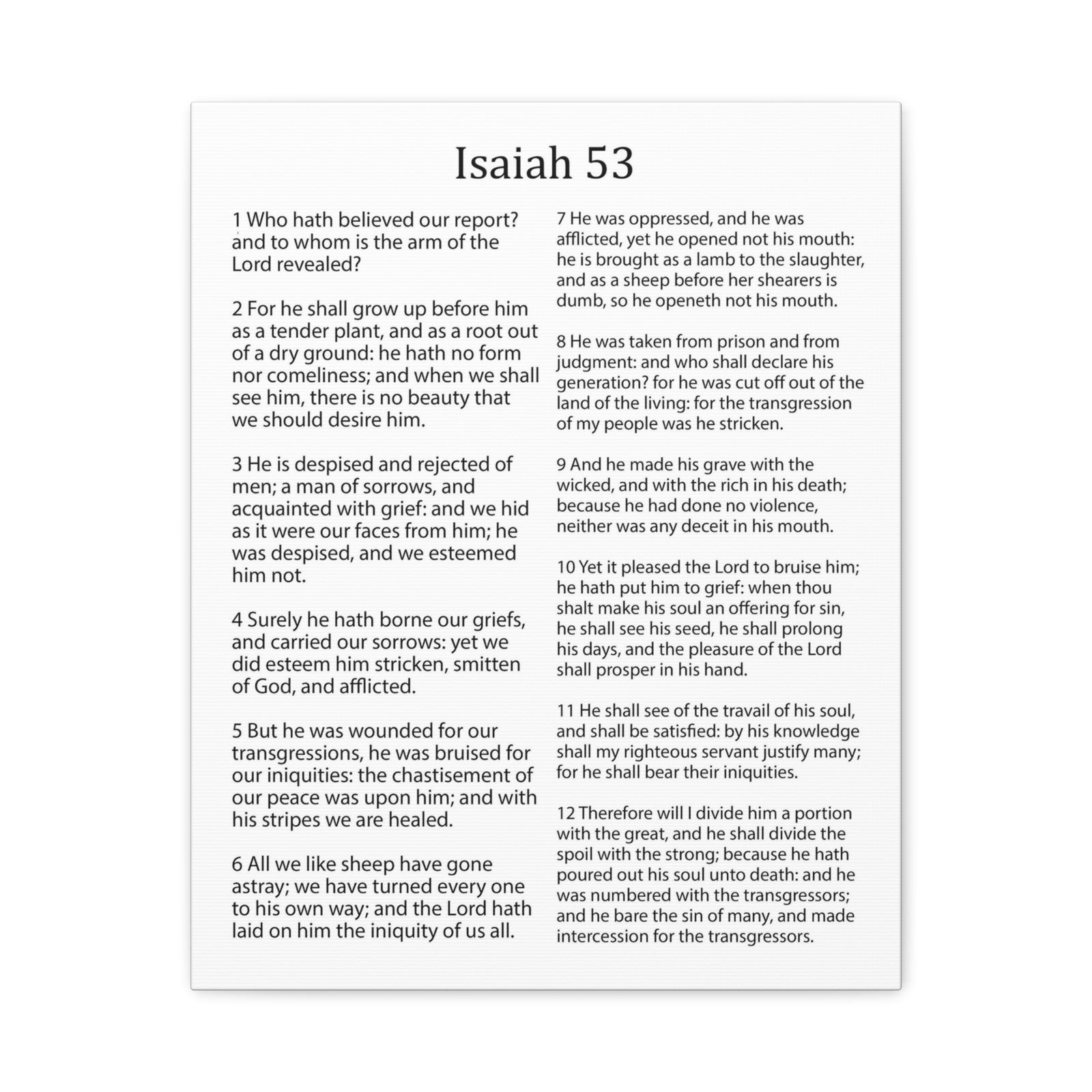 Scripture Walls Isaiah Chapter 53 White Christian Wall Art Print Ready to Hang Unframed-Express Your Love Gifts