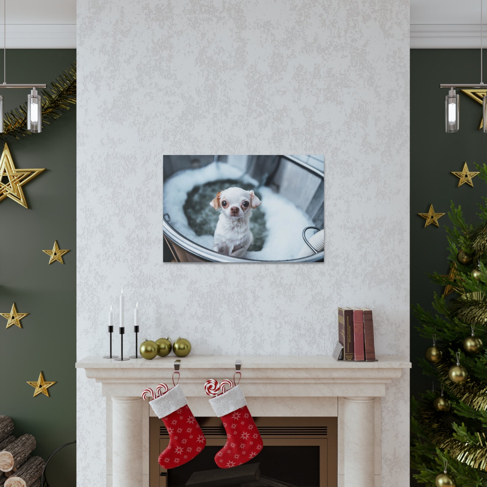 Cute Chihuahua Bathee Canvas Wall Art for Home Decor Ready-to-Hang-Express Your Love Gifts