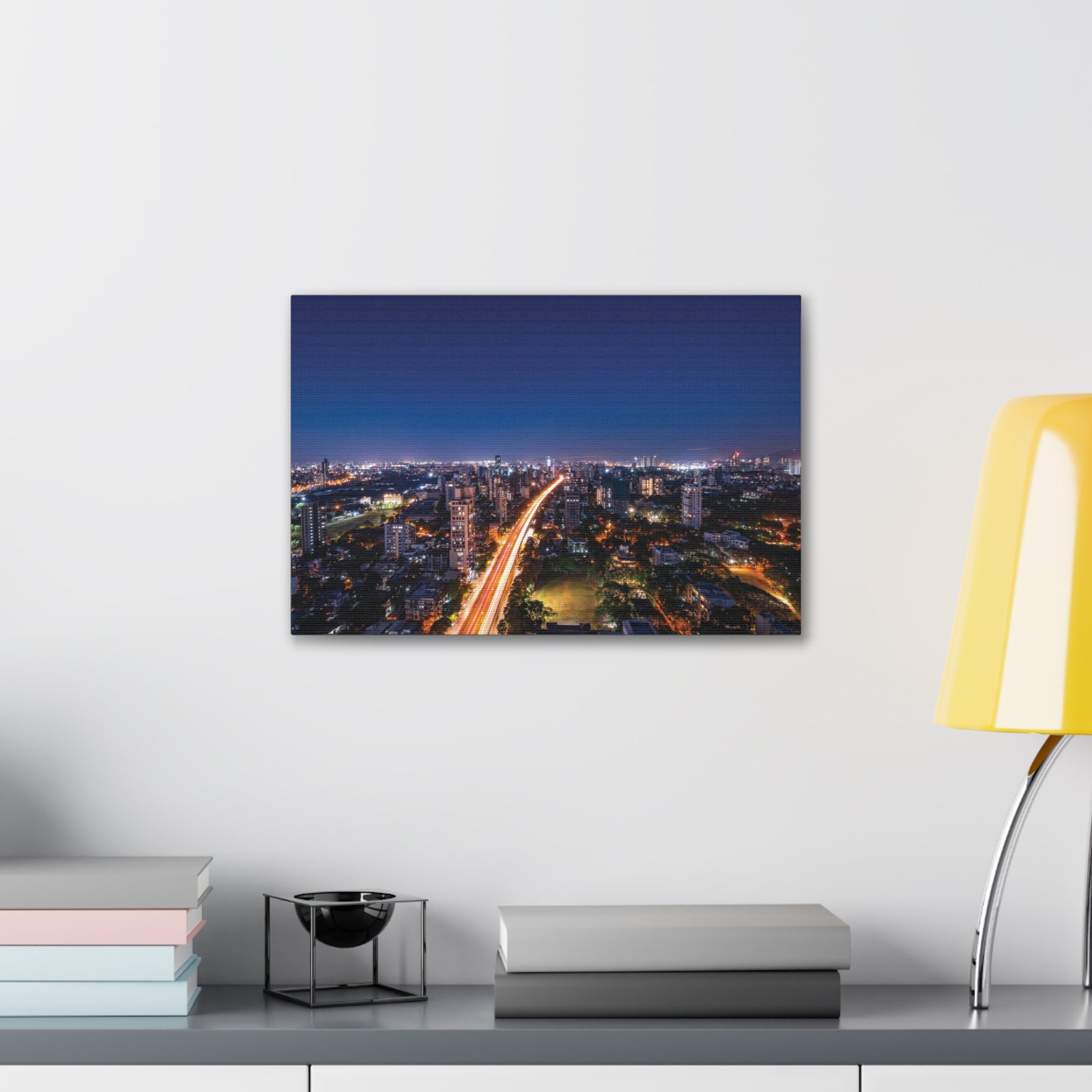 Mumbai Night Skyline Canvas Artwork High-Quality Breathtaking Stunning Cityscape for Home Decor Ready to Hang-Express Your Love Gifts