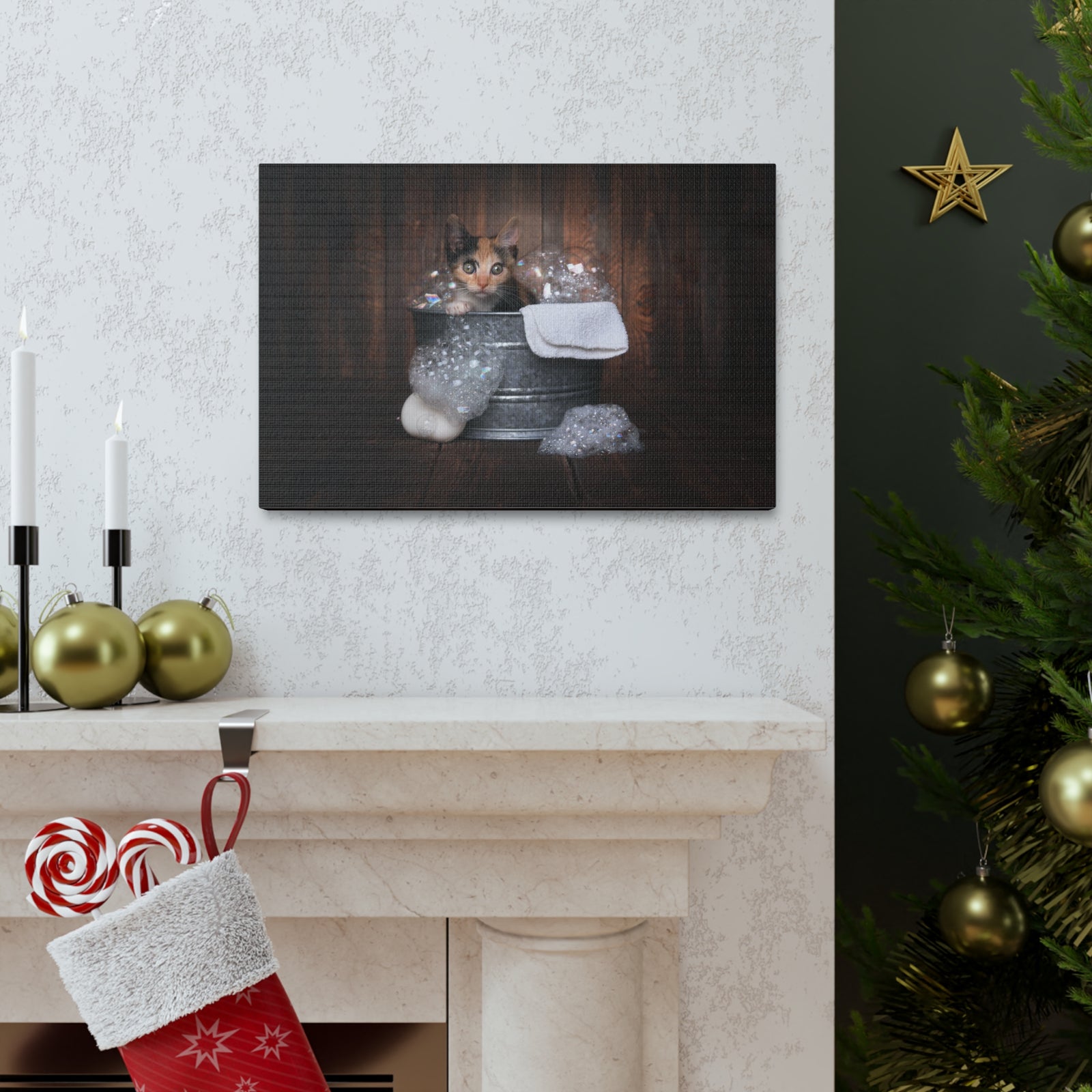 Cute Calico Bathee Canvas Wall Art for Home Decor Ready-to-Hang-Express Your Love Gifts