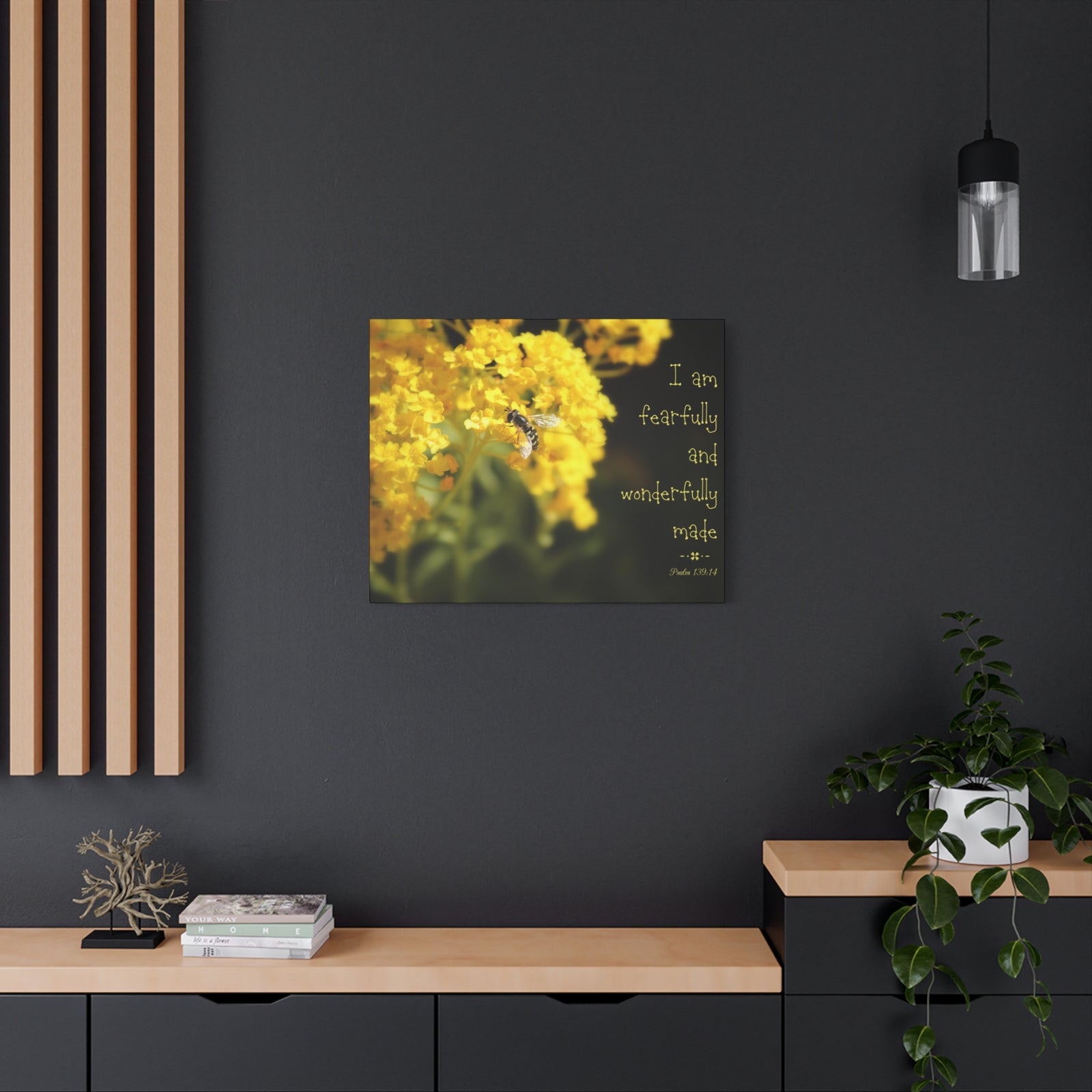 Scripture Canvas Wonderfully Made Psalm 139:14 Christian Wall Art Bible Verse Print Ready to Hang-Express Your Love Gifts