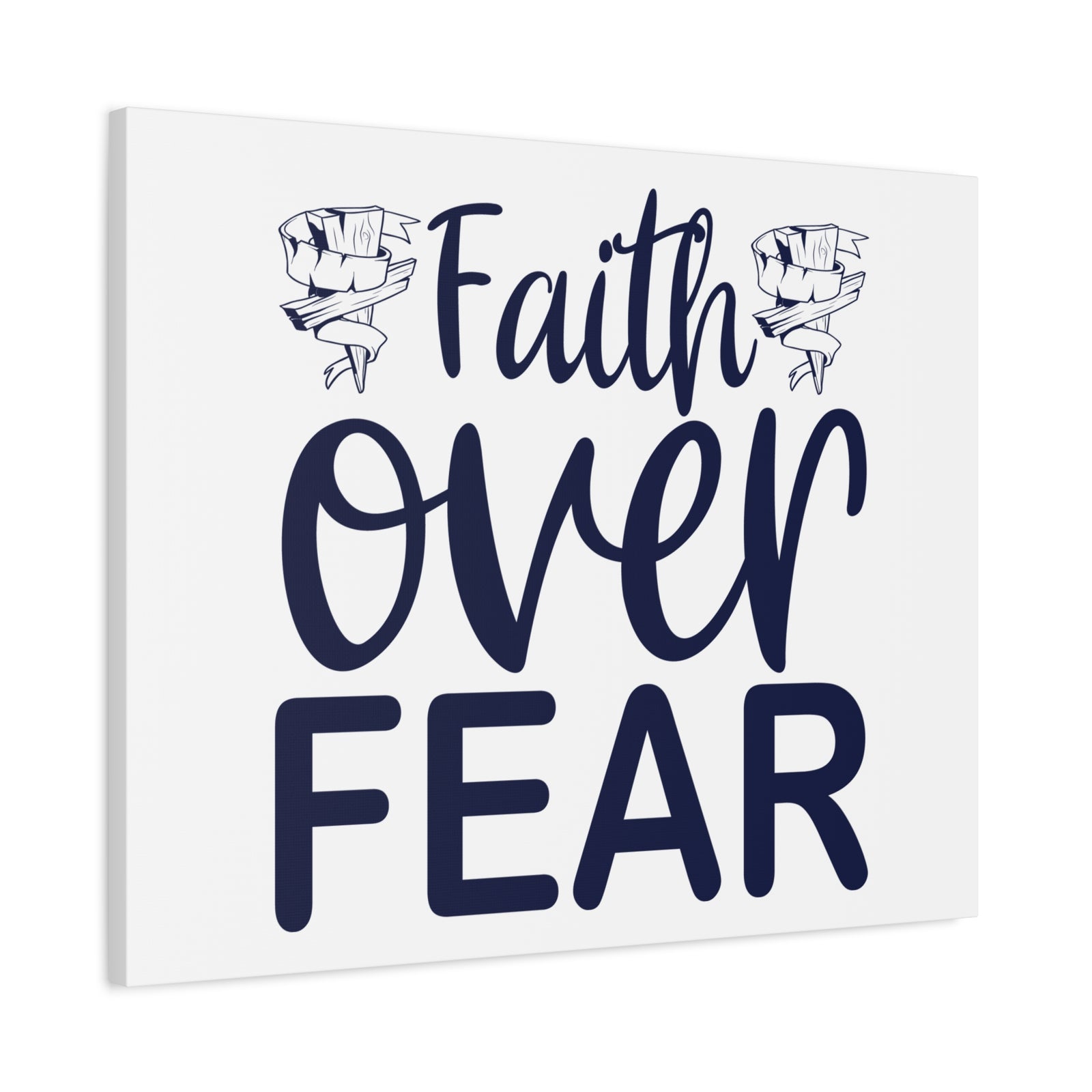 Scripture Walls Faith Over Fear Psalm 34:4 Wood Cross Christian Wall Art Print Ready to Hang-Express Your Love Gifts