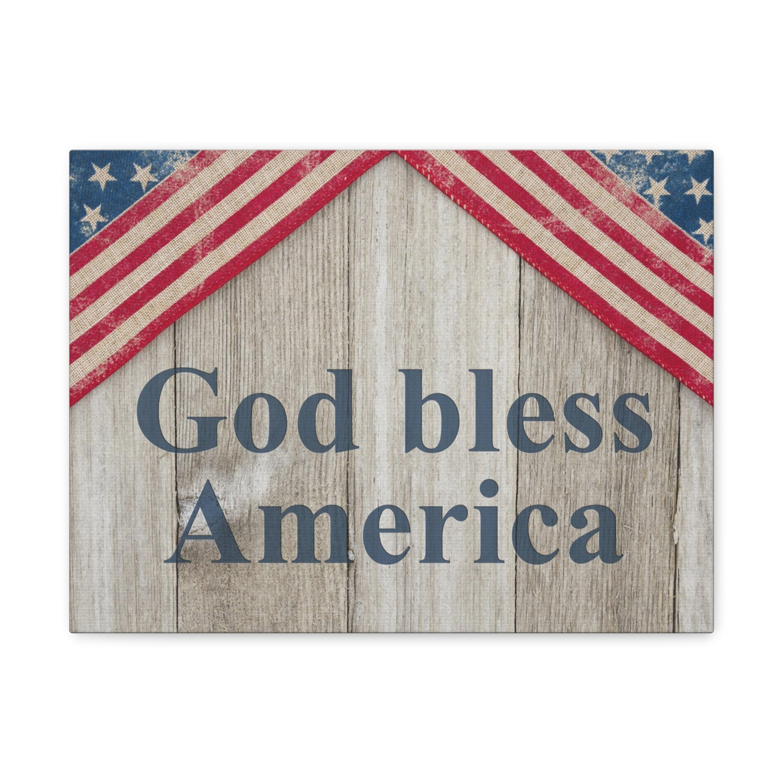 God Bless America Patriotic Message Canvas Wall Art for Home Decor Ready-to-Hang-Express Your Love Gifts